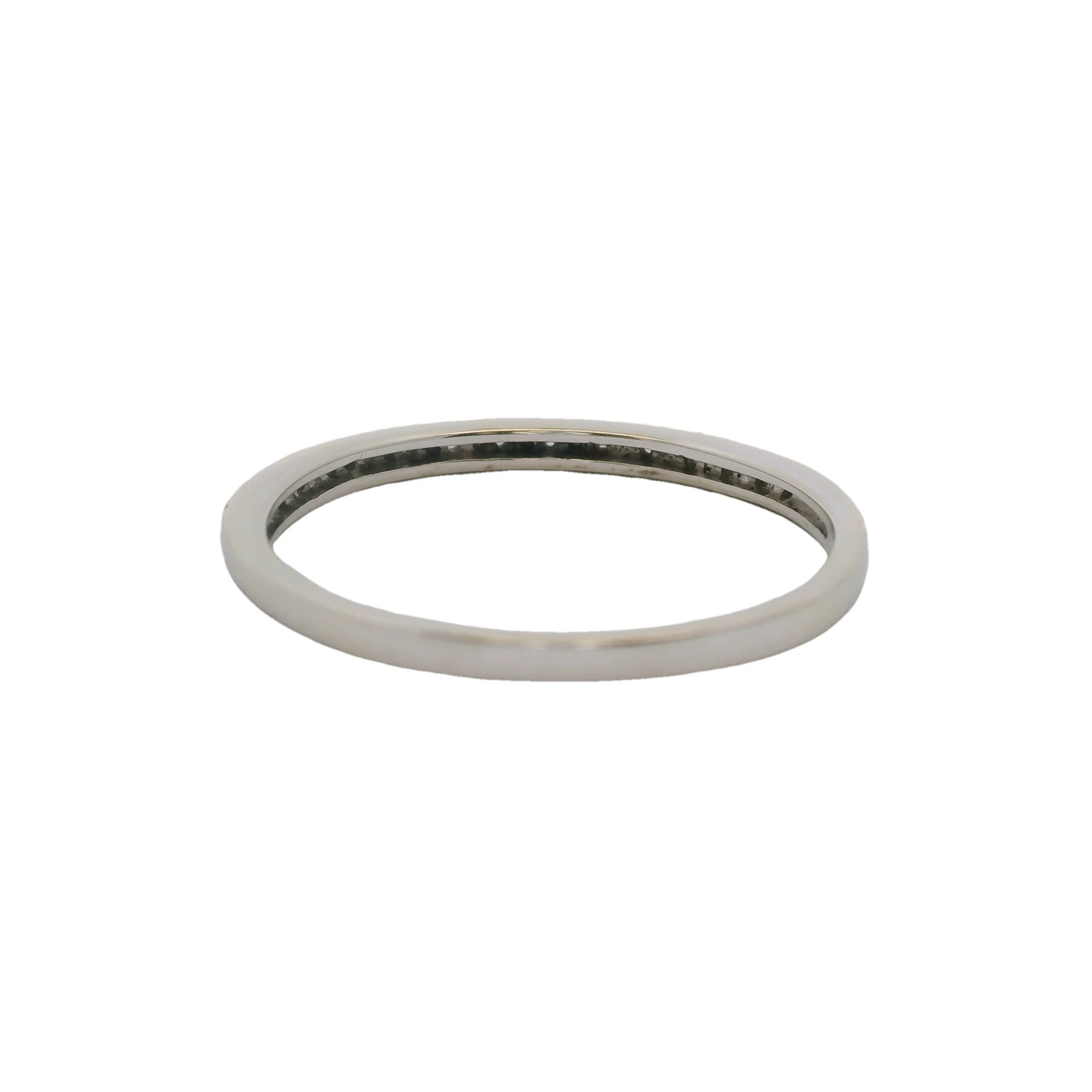 Solid 10kt White Gold and Small Diamonds Stackable Wedding Band Ring Size 9 - Image 4
