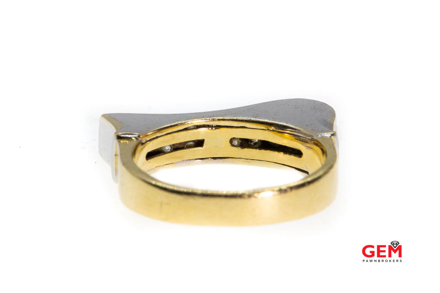 Solid 14k 585 Yellow White Gold Cubic Zirconia Wave Ring Band Size 7 - Image 3