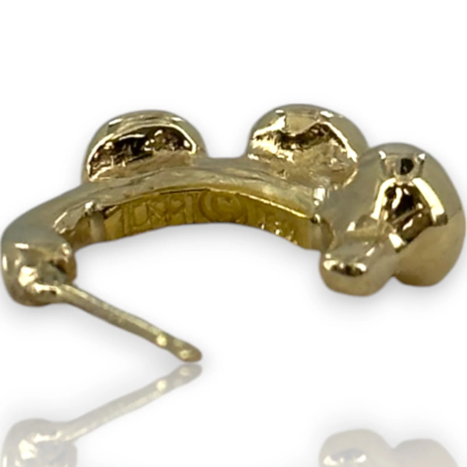 Solid 14k Yellow Gold Granulation Beaded 16mm Hoop Stud Earrings - Image 9