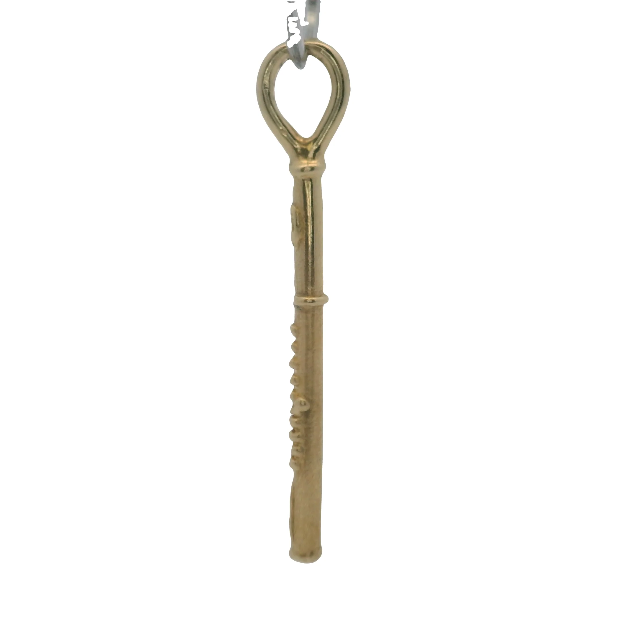 Solid 14kt 585 Yellow Gold 1.2" Long Handmade Flute Music Pendant - Image 2