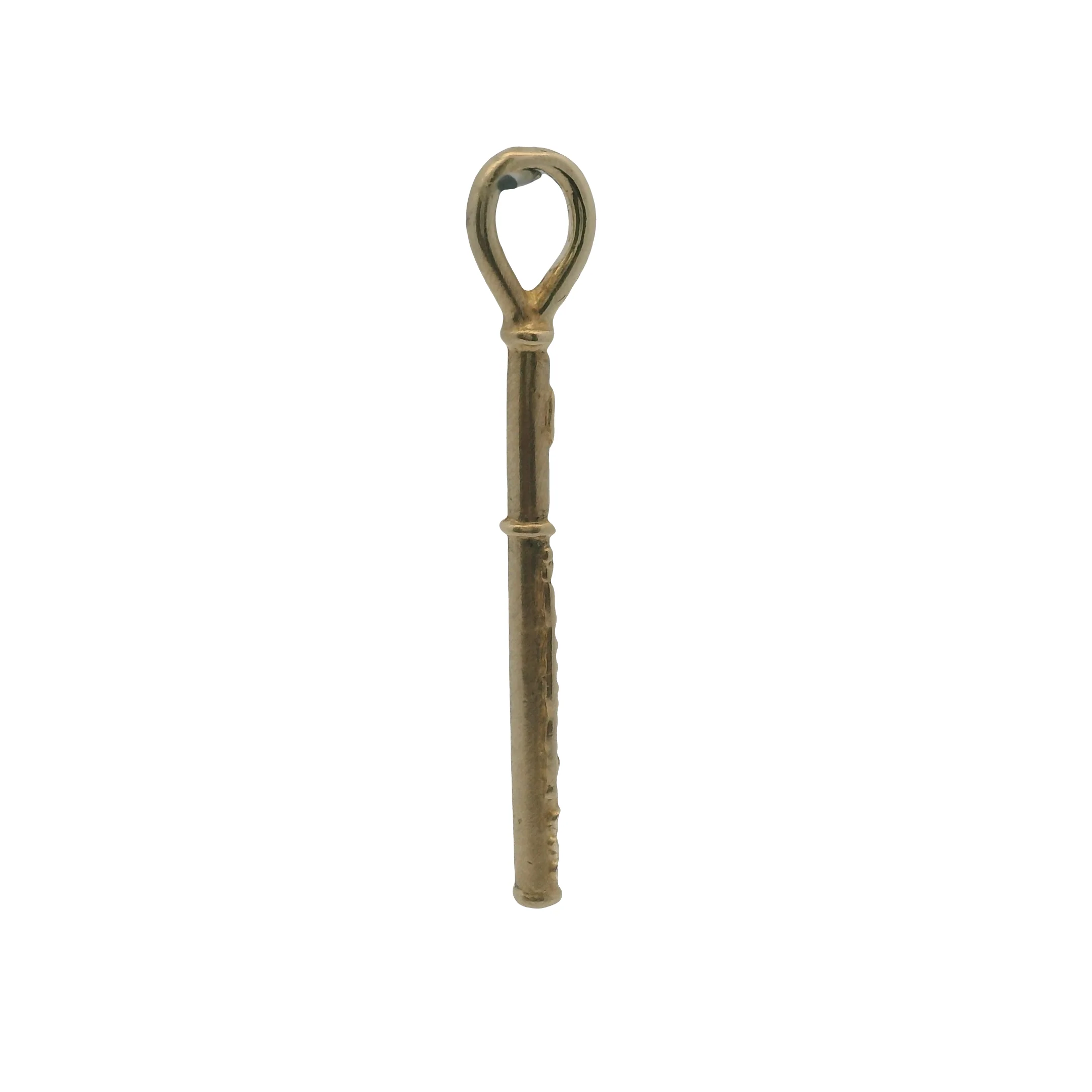 Solid 14kt 585 Yellow Gold 1.2" Long Handmade Flute Music Pendant - Image 5