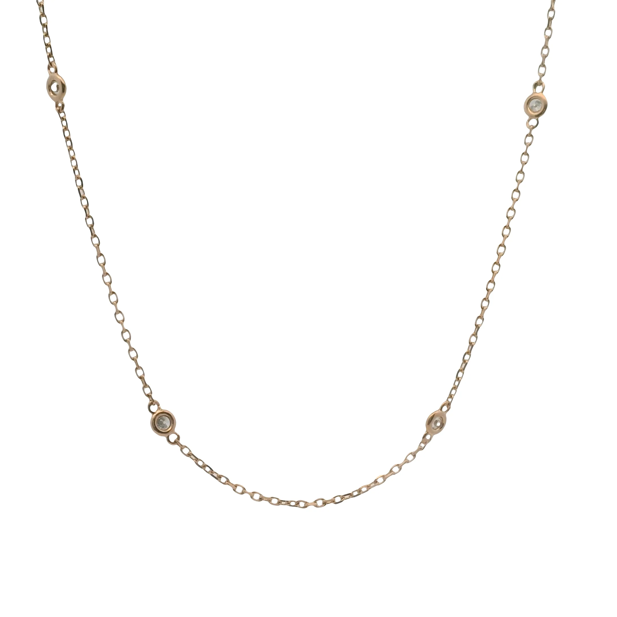 Solid 14kt Rose Gold 13.8" 0.32ctw Diamond 8 Station Choker Necklace - Image 3