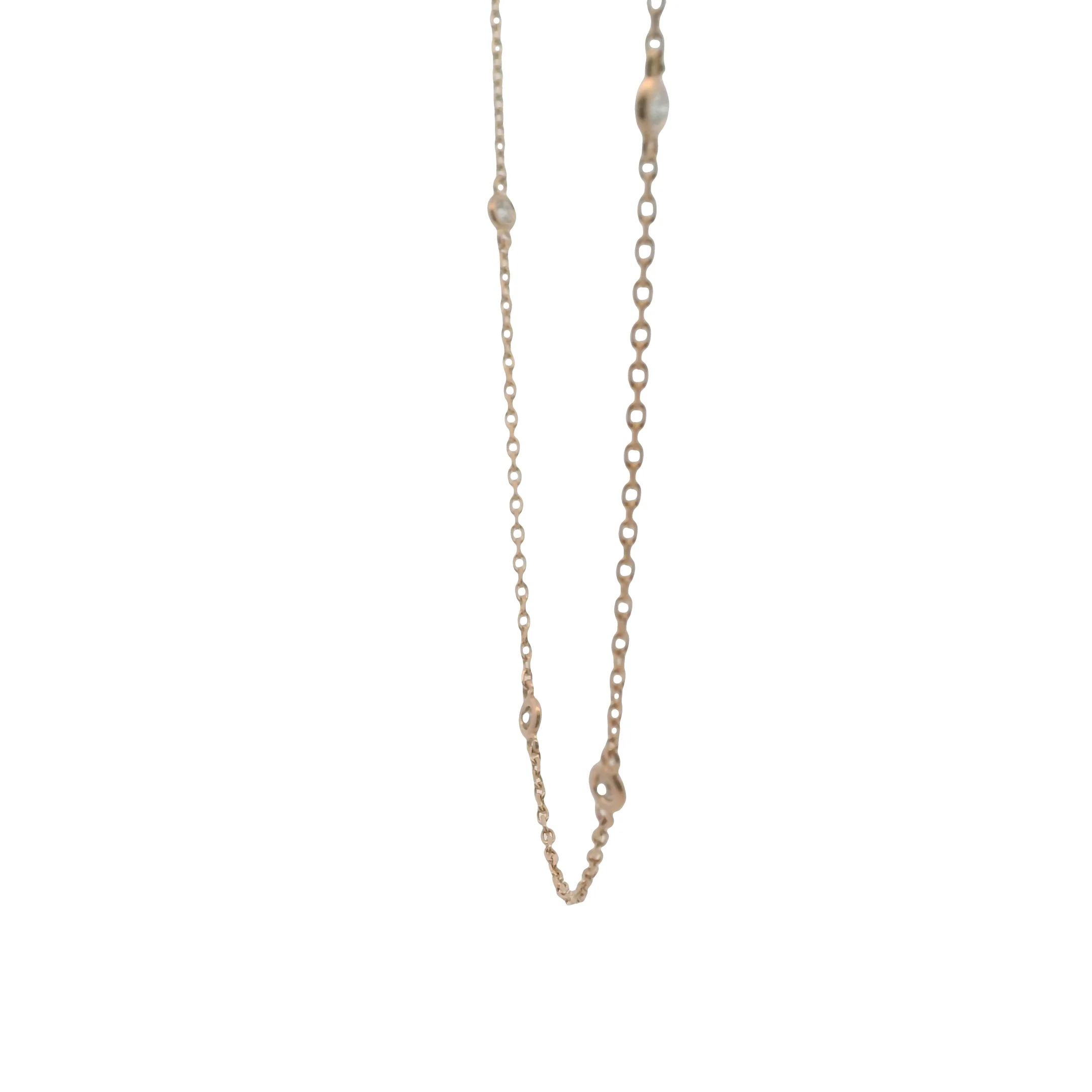 Solid 14kt Rose Gold 13.8" 0.32ctw Diamond 8 Station Choker Necklace - Image 5