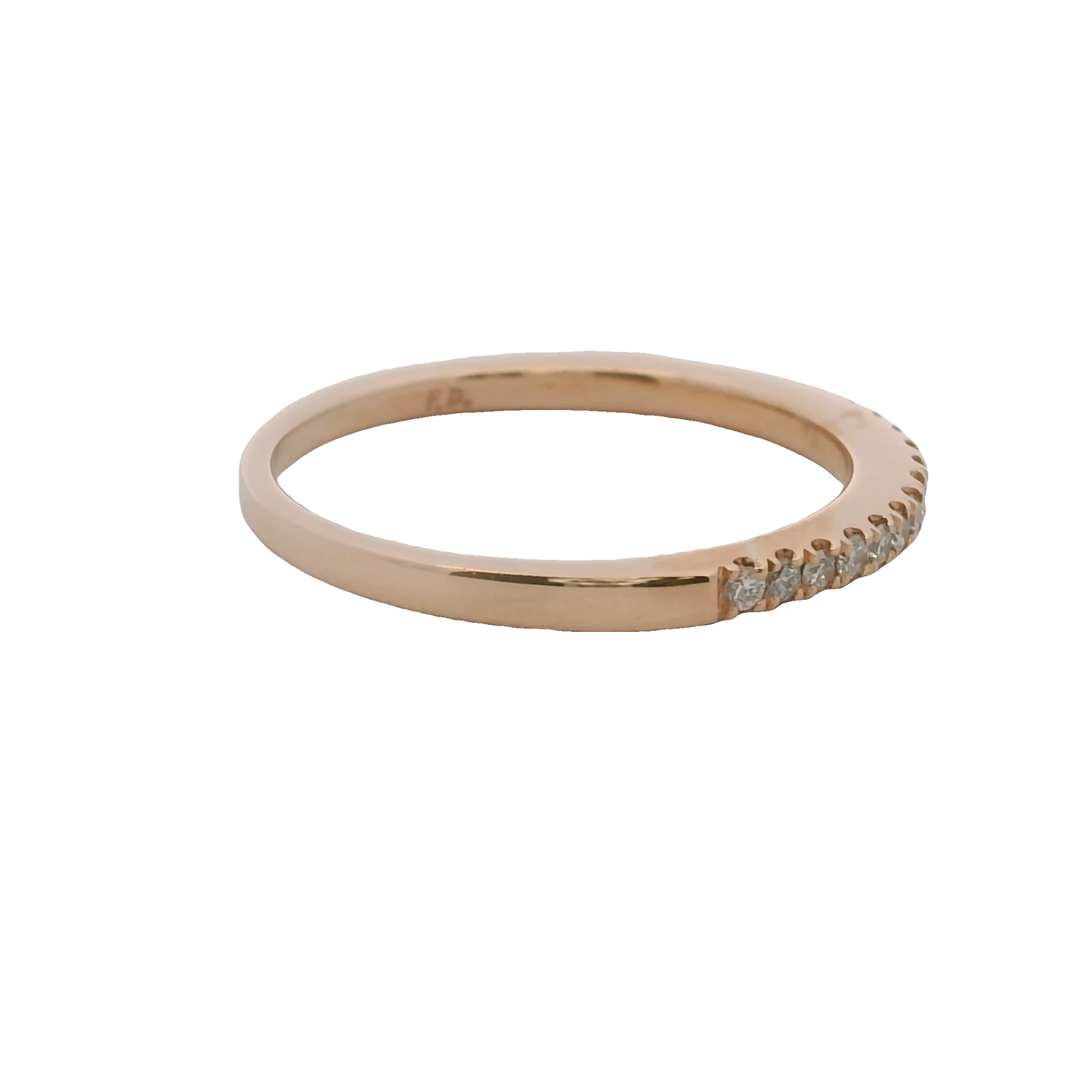 Solid 14kt Rose Gold and Diamond Line 2mm Wide Stackable Band Ring Size 7 - Image 5