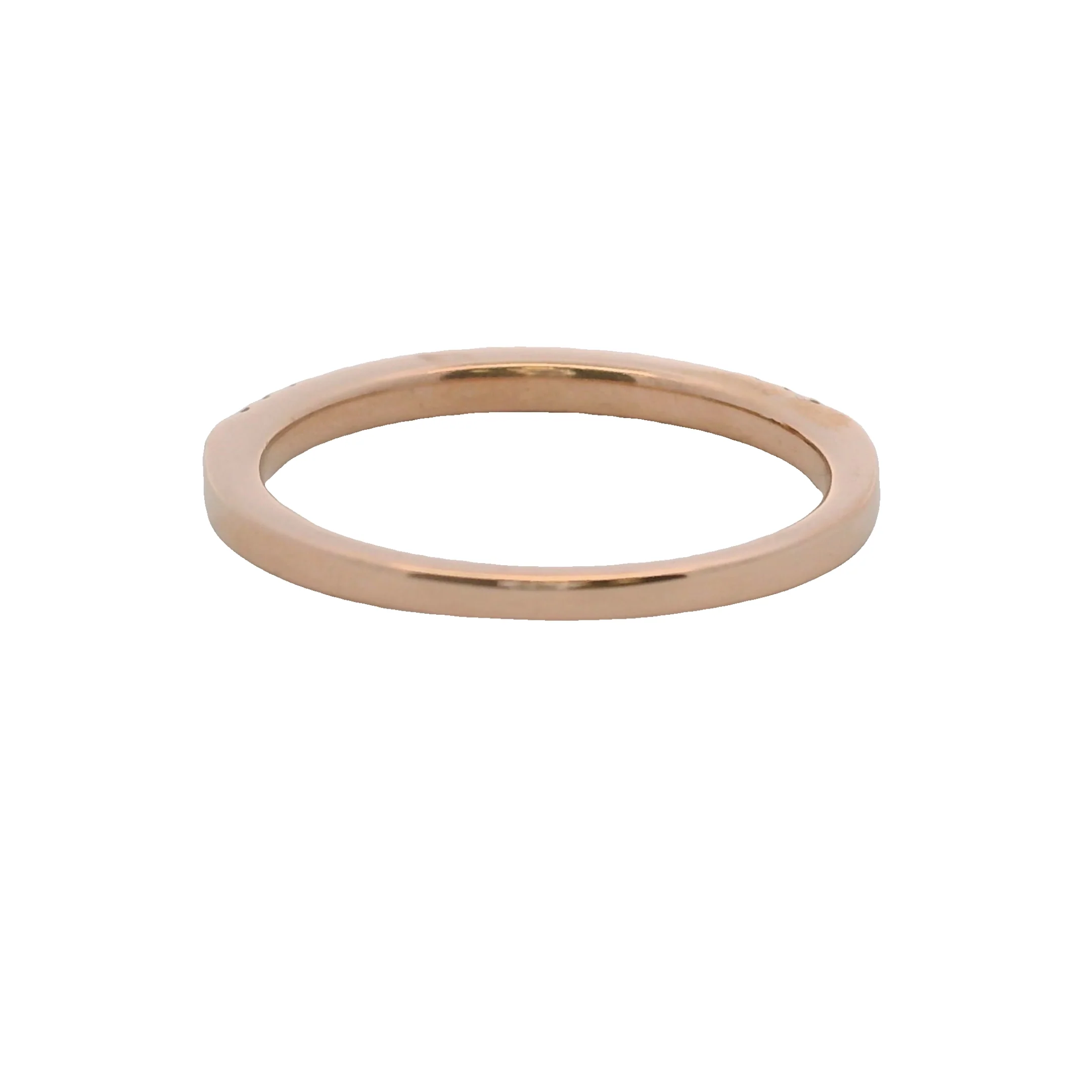 Solid 14kt Rose Gold and Diamond Line 2mm Wide Stackable Band Ring Size 7 - Image 6