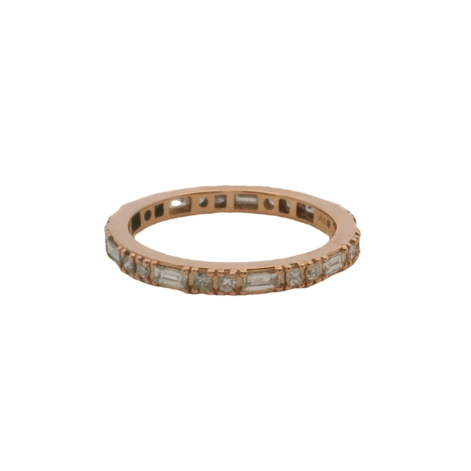 Solid 14kt Rose Gold and Multi-Cut Diamond Eternity Band Ring Size 7 - Image 3