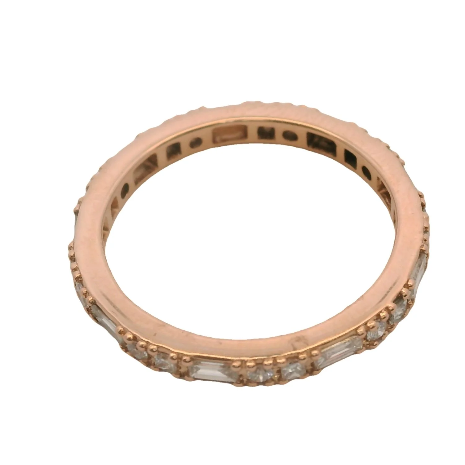 Solid 14kt Rose Gold and Multi-Cut Diamond Eternity Band Ring Size 7 - Image 4