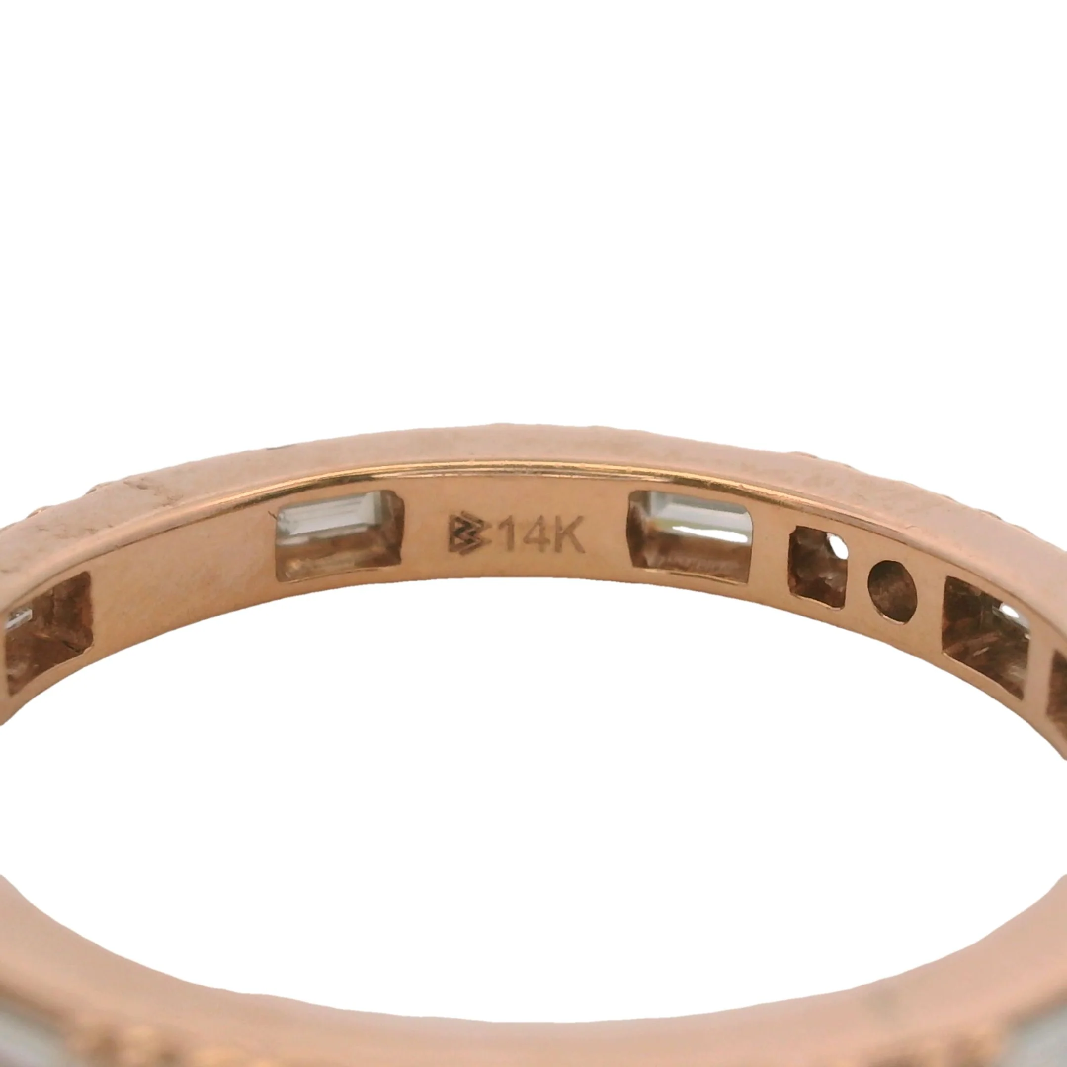 Solid 14kt Rose Gold and Multi-Cut Diamond Eternity Band Ring Size 7 - Image 5