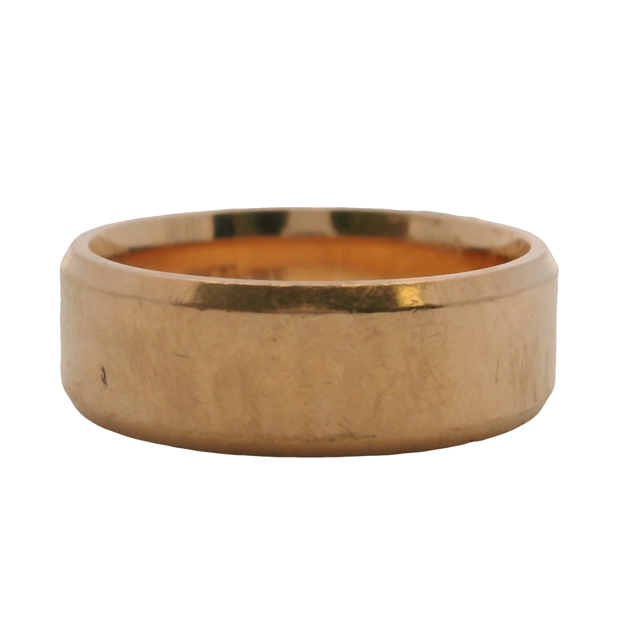 Solid 14kt Rose Gold Beveled Edge 6mm Stackable Wedding Band Ring Size 5.5 - Image 2