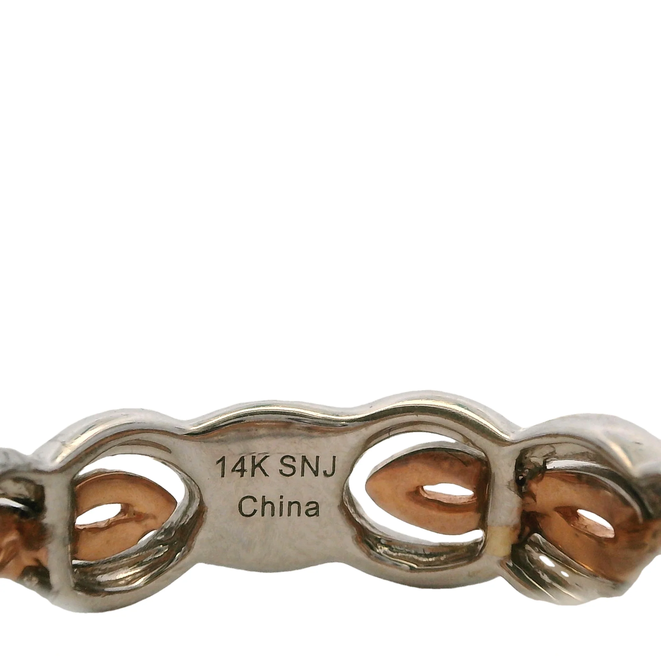 Solid 14kt White and Rose Gold Diamond Pave Twist 6.8mm Stackable Band Size 6 - Image 6