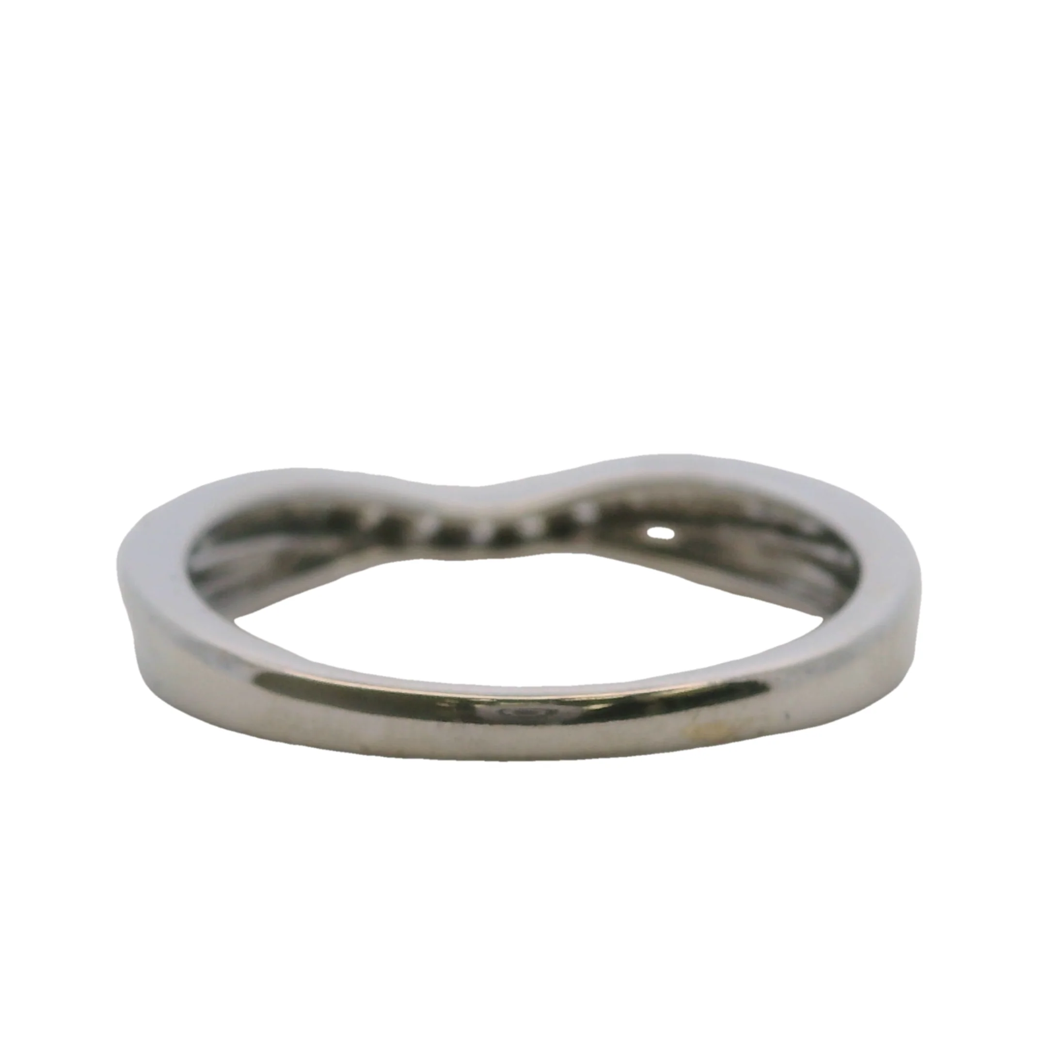 Solid 14kt White Gold and 0.17ctw Diamond Curved Crown Accent Band Ring - Image 4