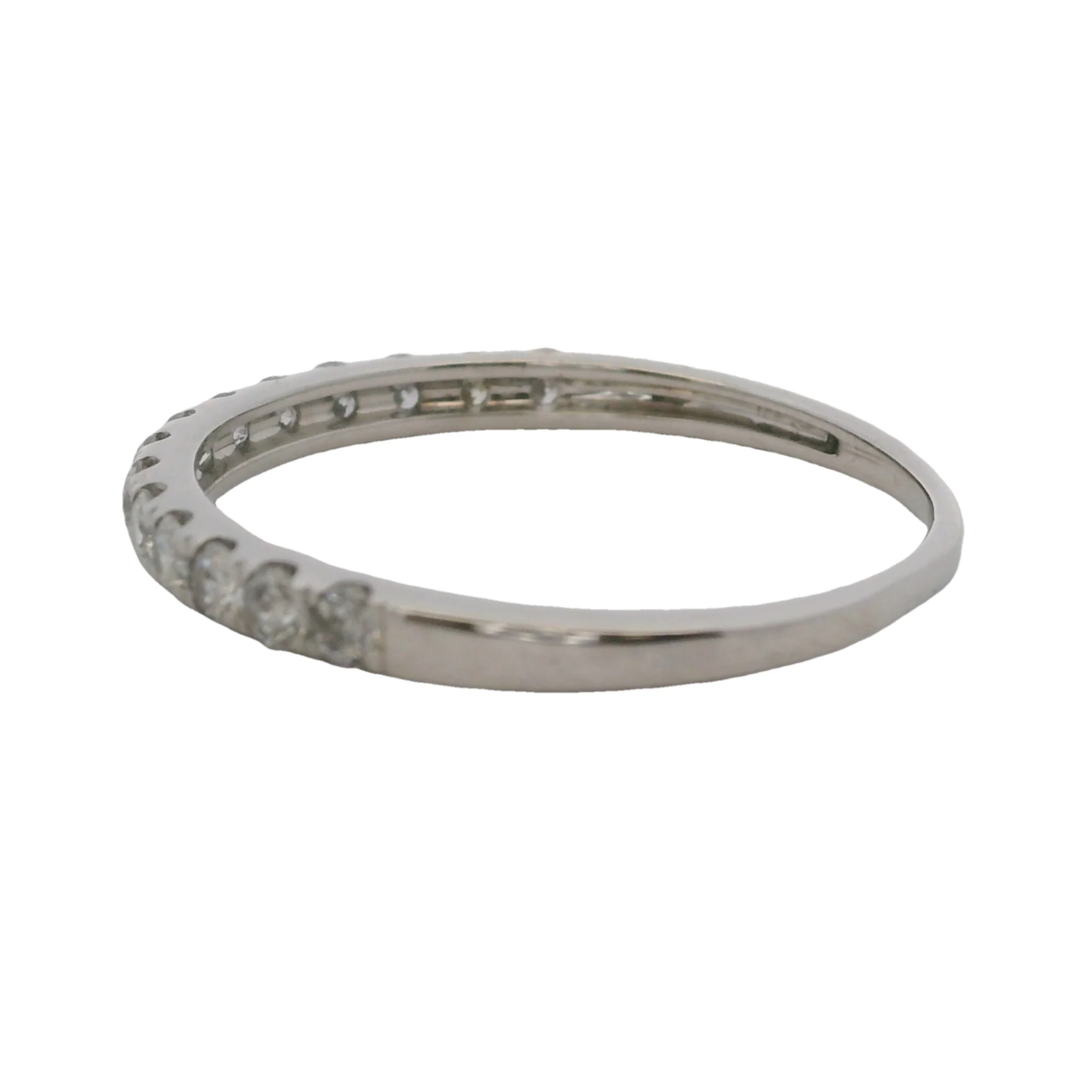 Solid 14kt White Gold and 0.42ctw Diamond Half-Eternity Wedding Band Ring Size 8 - Image 3