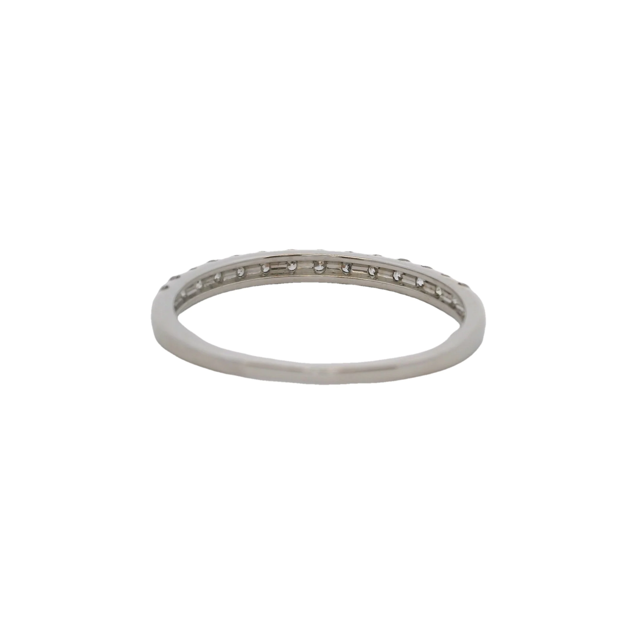 Solid 14kt White Gold and 0.42ctw Diamond Half-Eternity Wedding Band Ring Size 8 - Image 4
