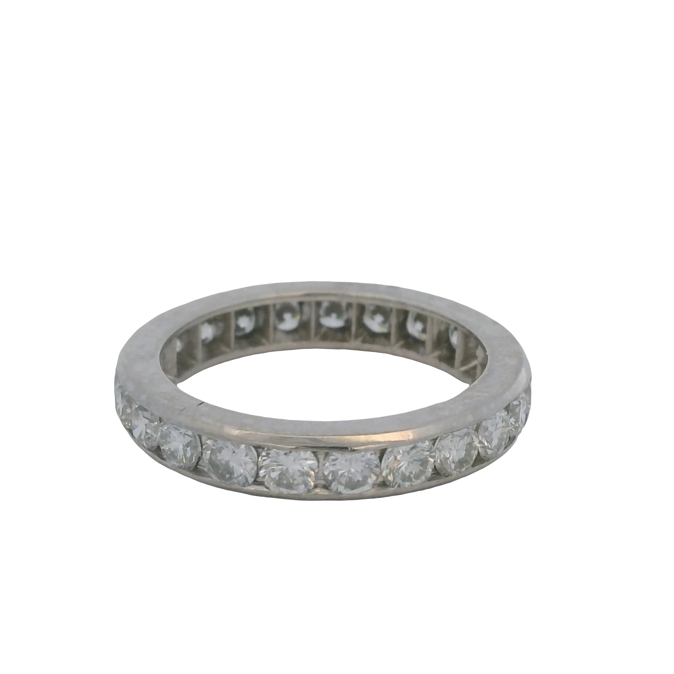 Solid 14kt White Gold and 1.61ctw Diamond 3.5mm Wide Channel-Set Eternity Stackable Band Size 5.75 - Image 2