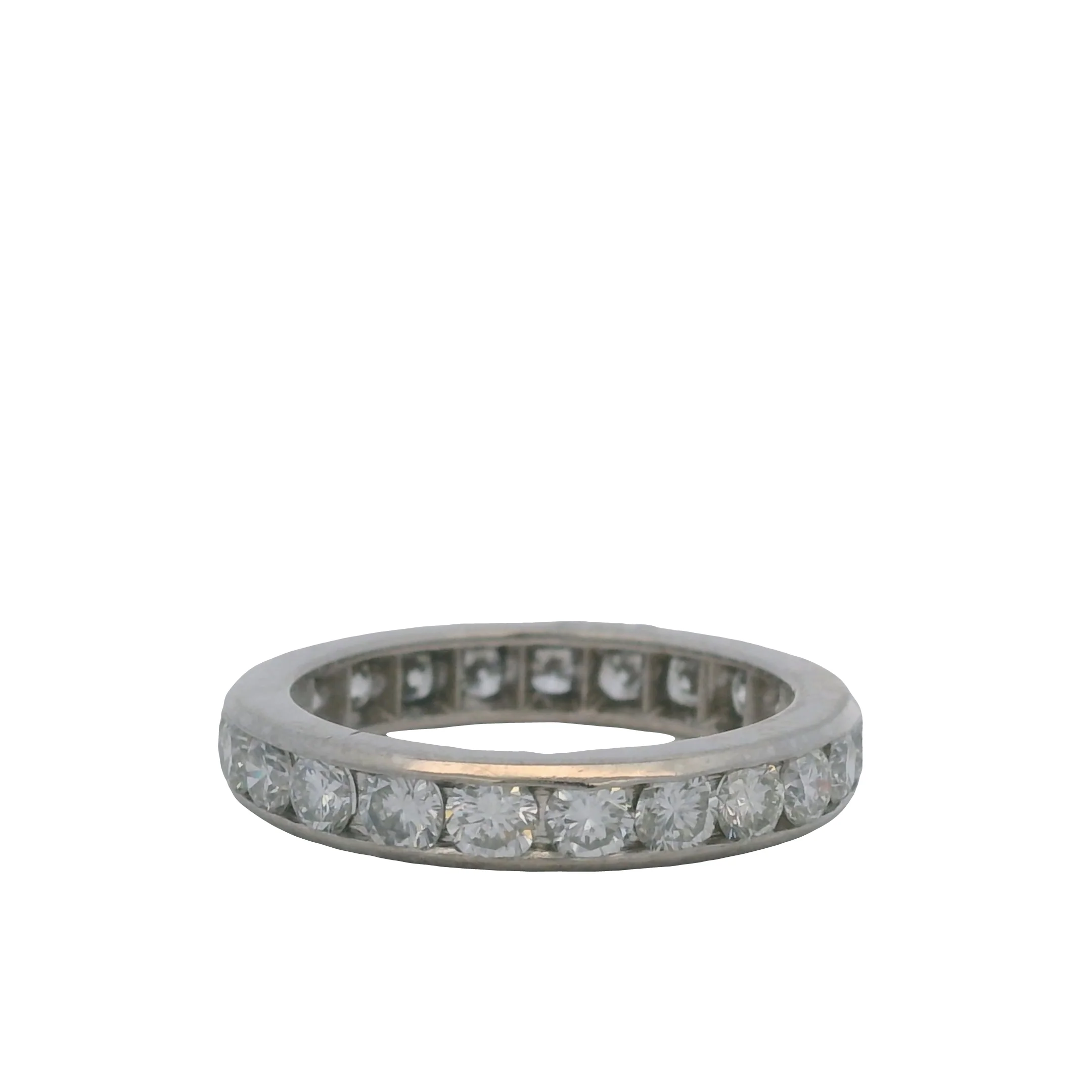 Solid 14kt White Gold and 1.61ctw Diamond 3.5mm Wide Channel-Set Eternity Stackable Band Size 5.75 - Image 3