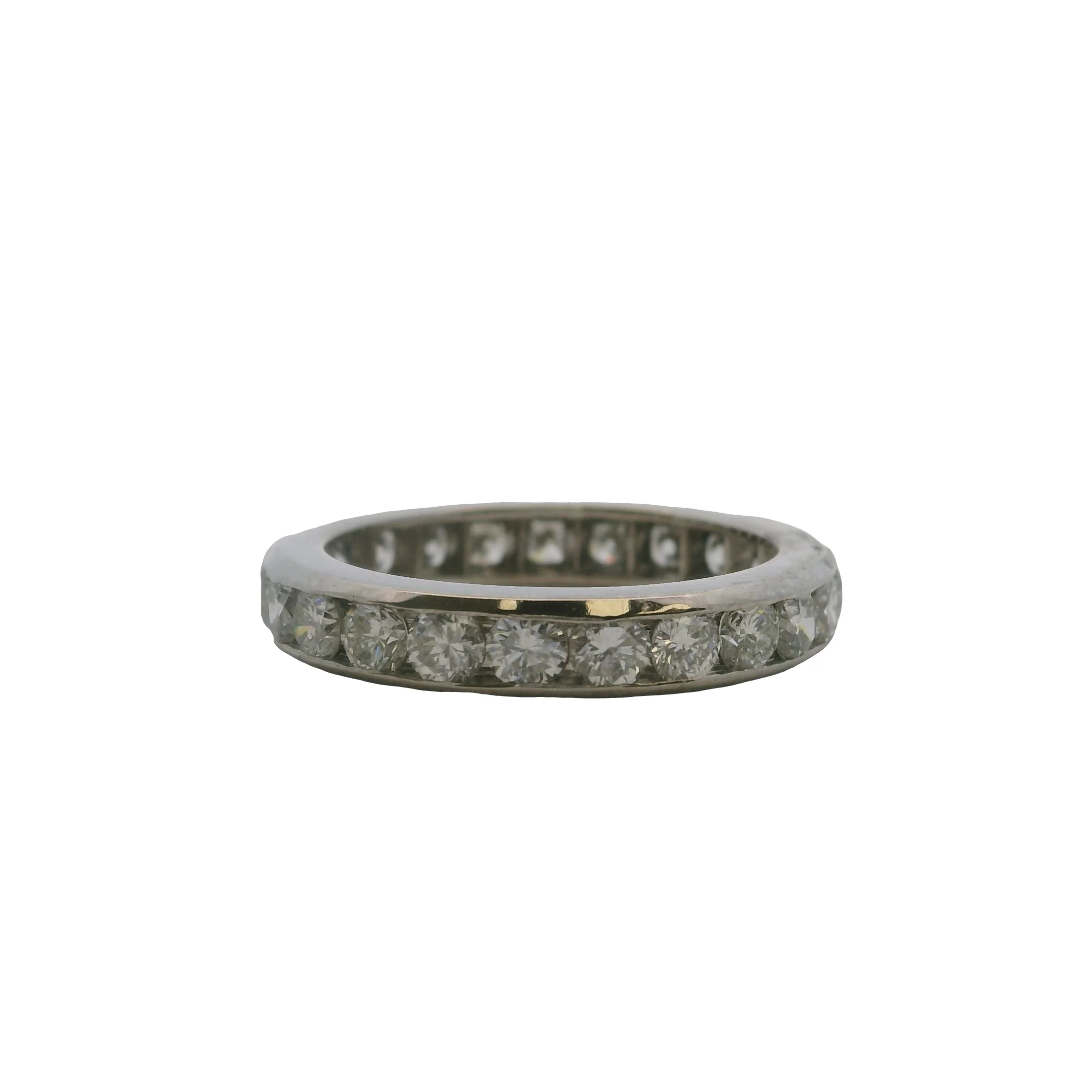 Solid 14kt White Gold and 1.61ctw Diamond 3.5mm Wide Channel-Set Eternity Stackable Band Size 5.75 - Image 4