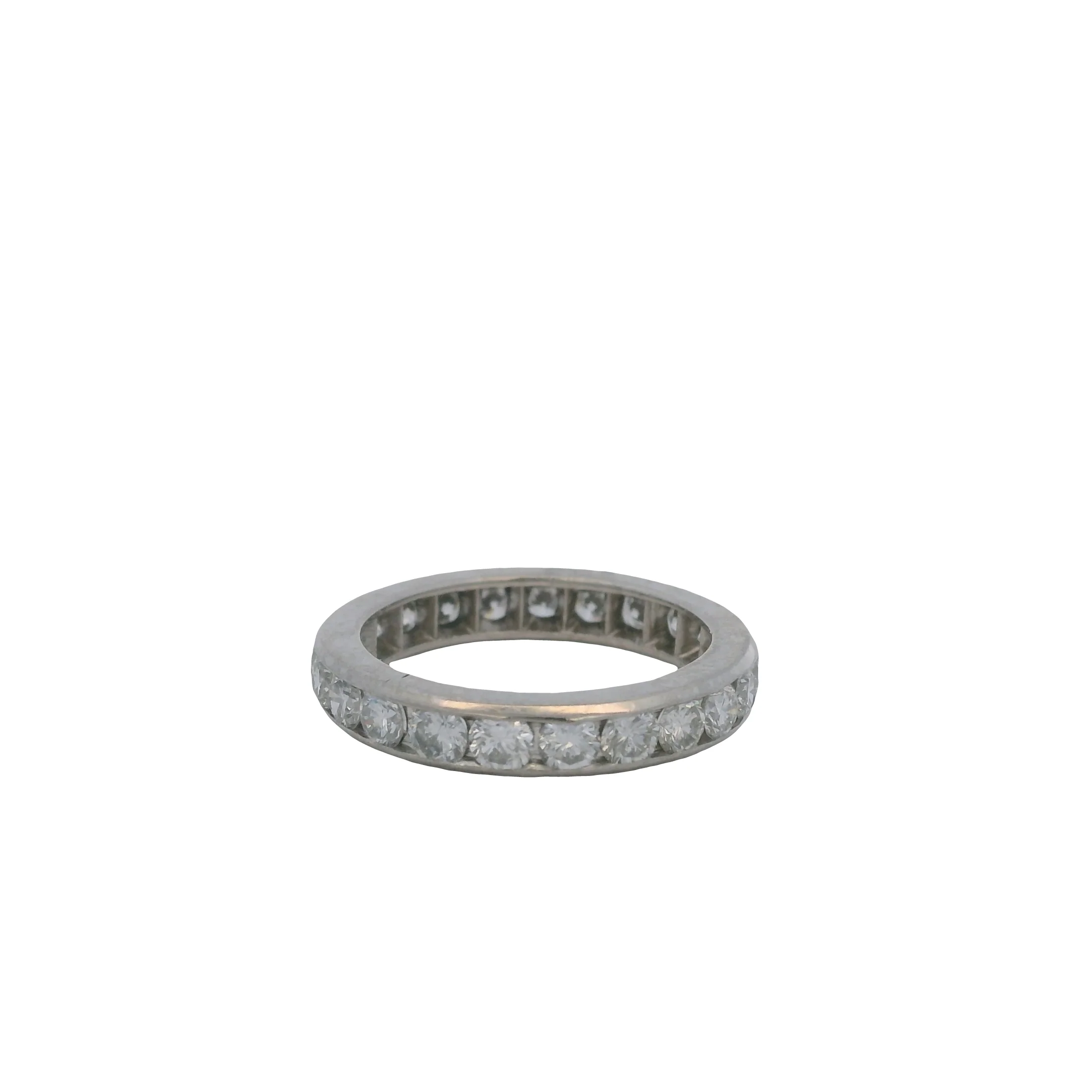 Solid 14kt White Gold and 1.61ctw Diamond 3.5mm Wide Channel-Set Eternity Stackable Band Size 5.75 - Image 5