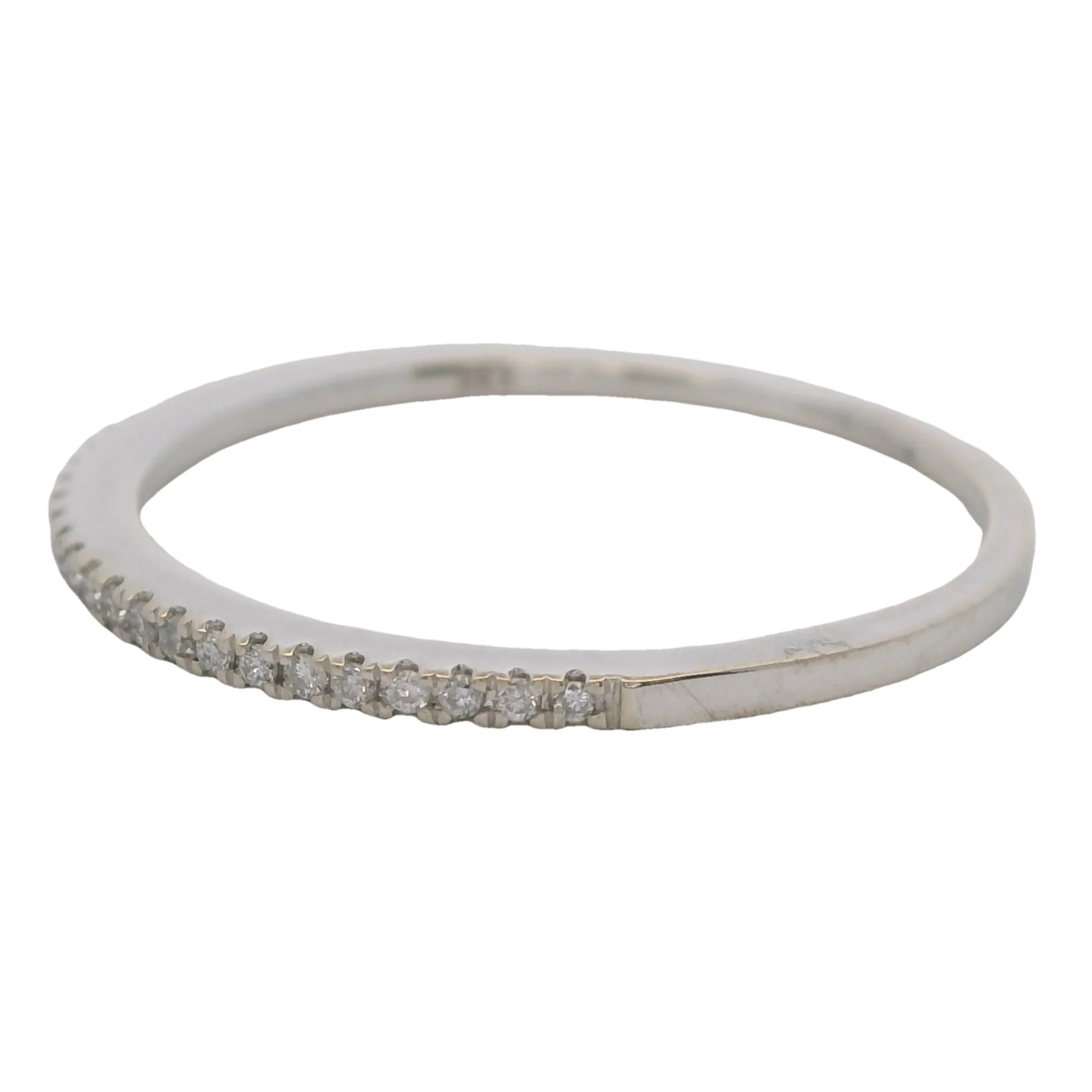Solid 14kt White Gold and Diamond 1.3mm Stackable Wedding Band Ring Size 7.75 - Image 2