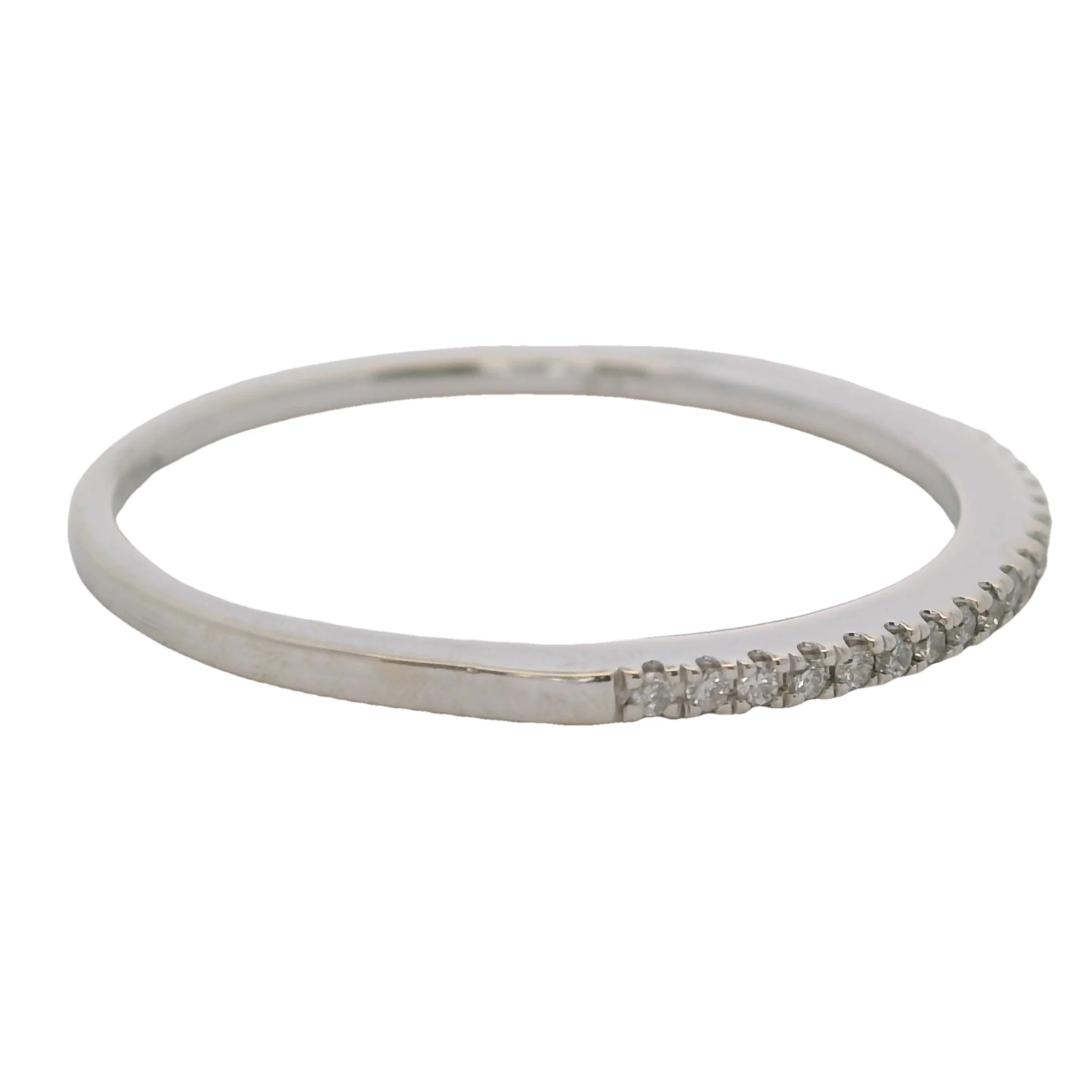 Solid 14kt White Gold and Diamond 1.3mm Stackable Wedding Band Ring Size 7.75 - Image 3