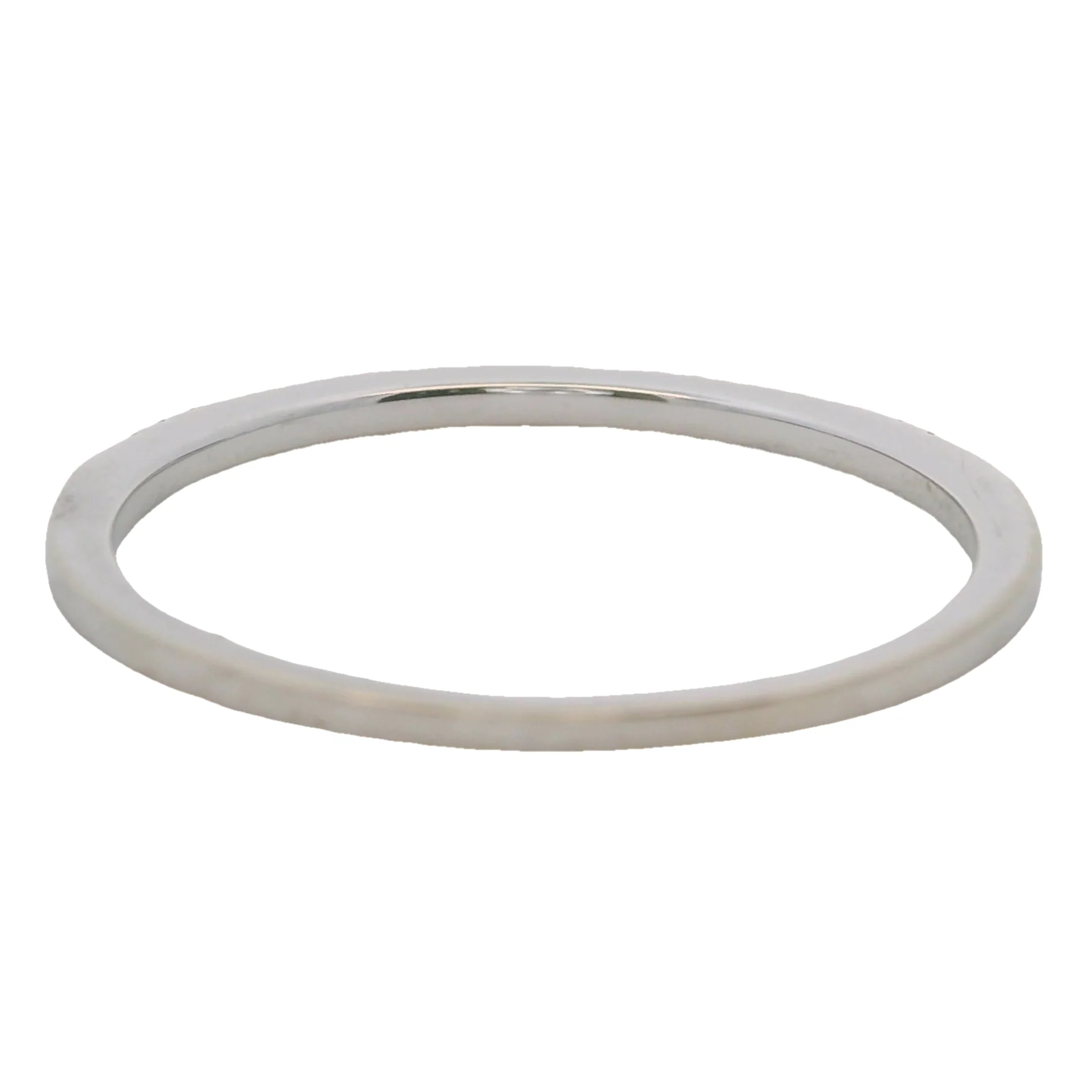 Solid 14kt White Gold and Diamond 1.3mm Stackable Wedding Band Ring Size 7.75 - Image 4