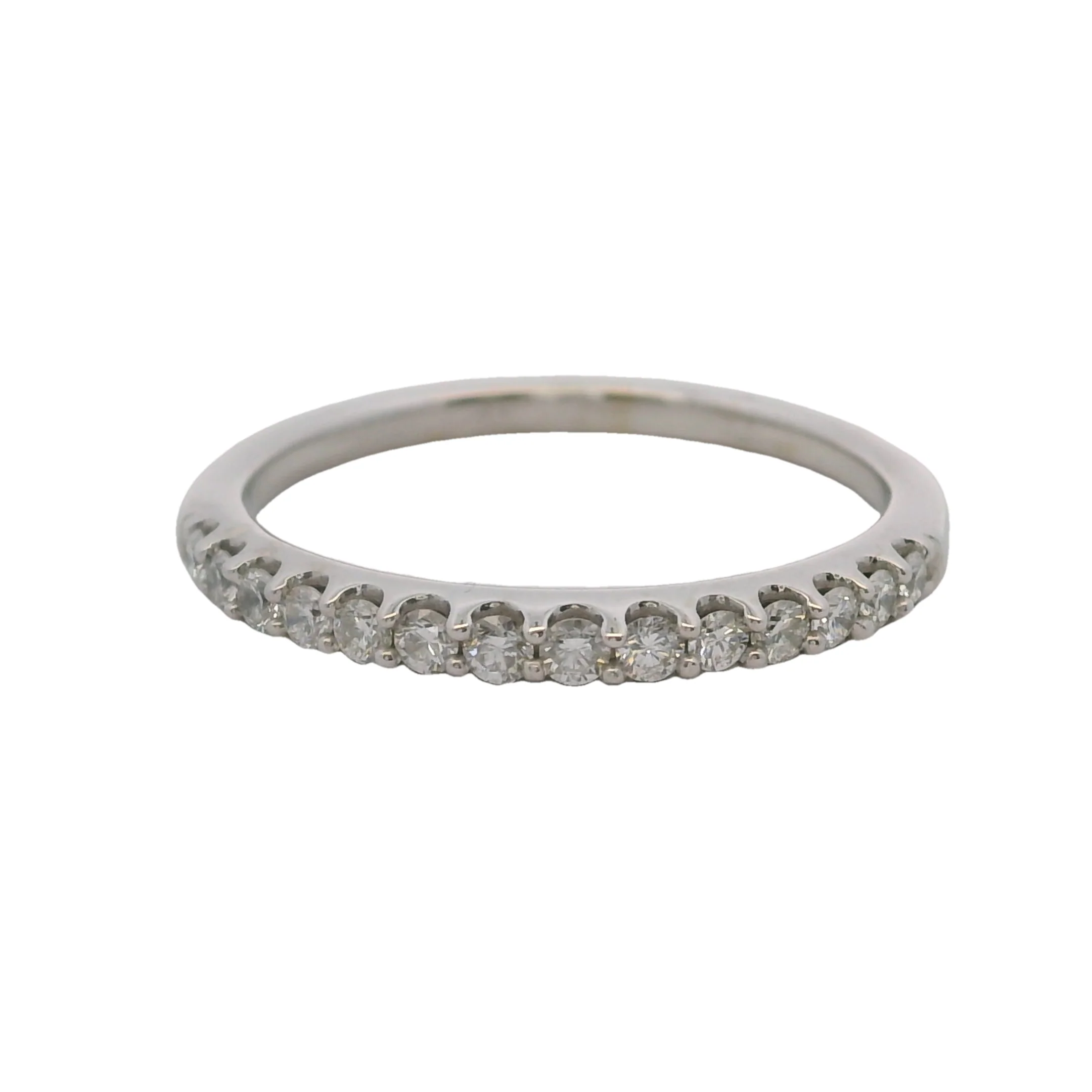 Solid 14kt White Gold and Diamond 2.2mm Stackable Wedding Band Ring Size 7