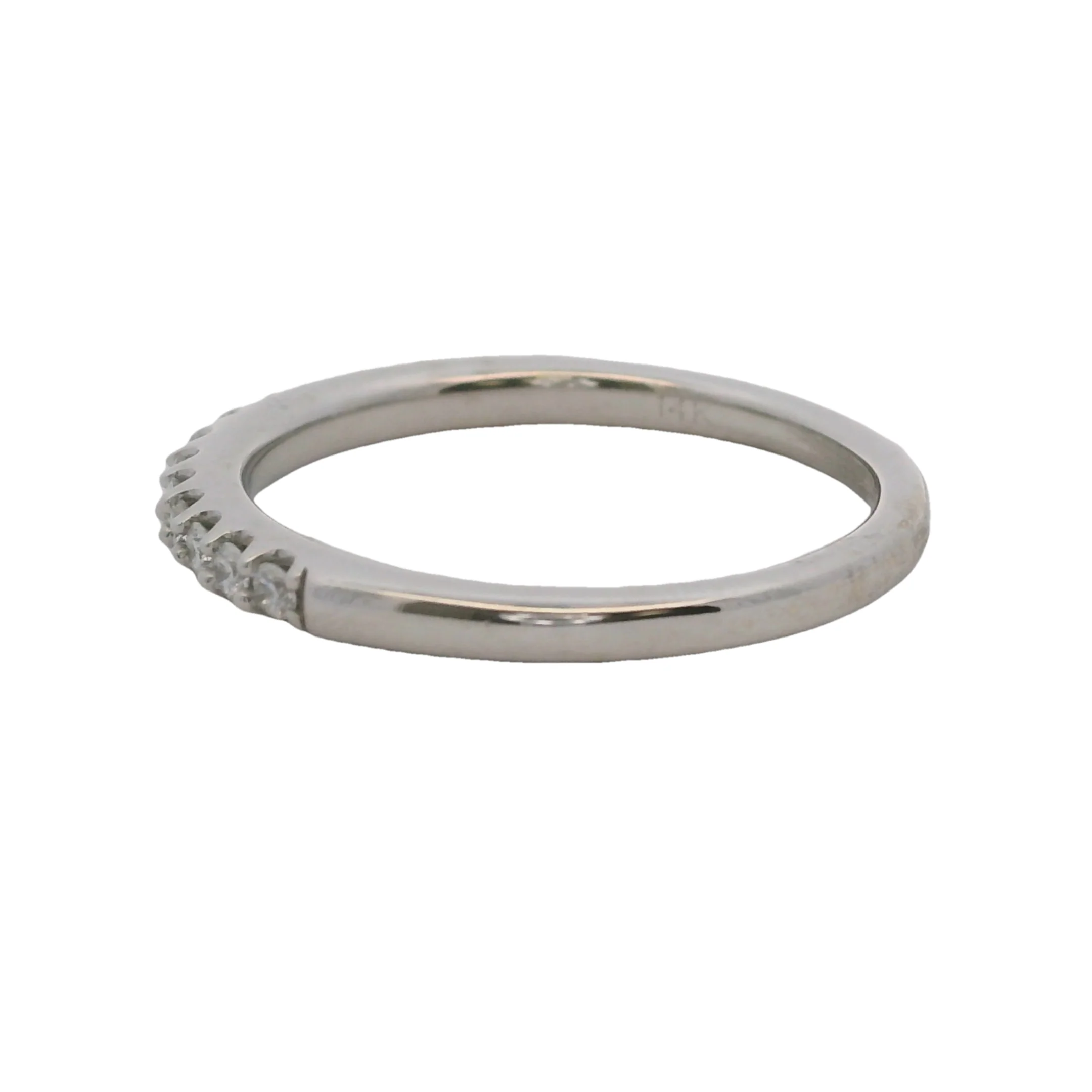 Solid 14kt White Gold and Diamond 2.2mm Stackable Wedding Band Ring Size 7 - Image 2