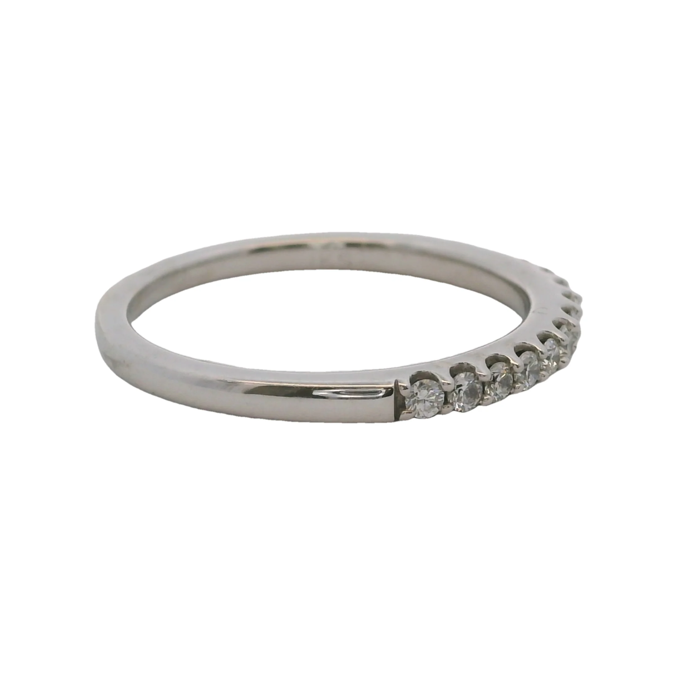 Solid 14kt White Gold and Diamond 2.2mm Stackable Wedding Band Ring Size 7 - Image 3