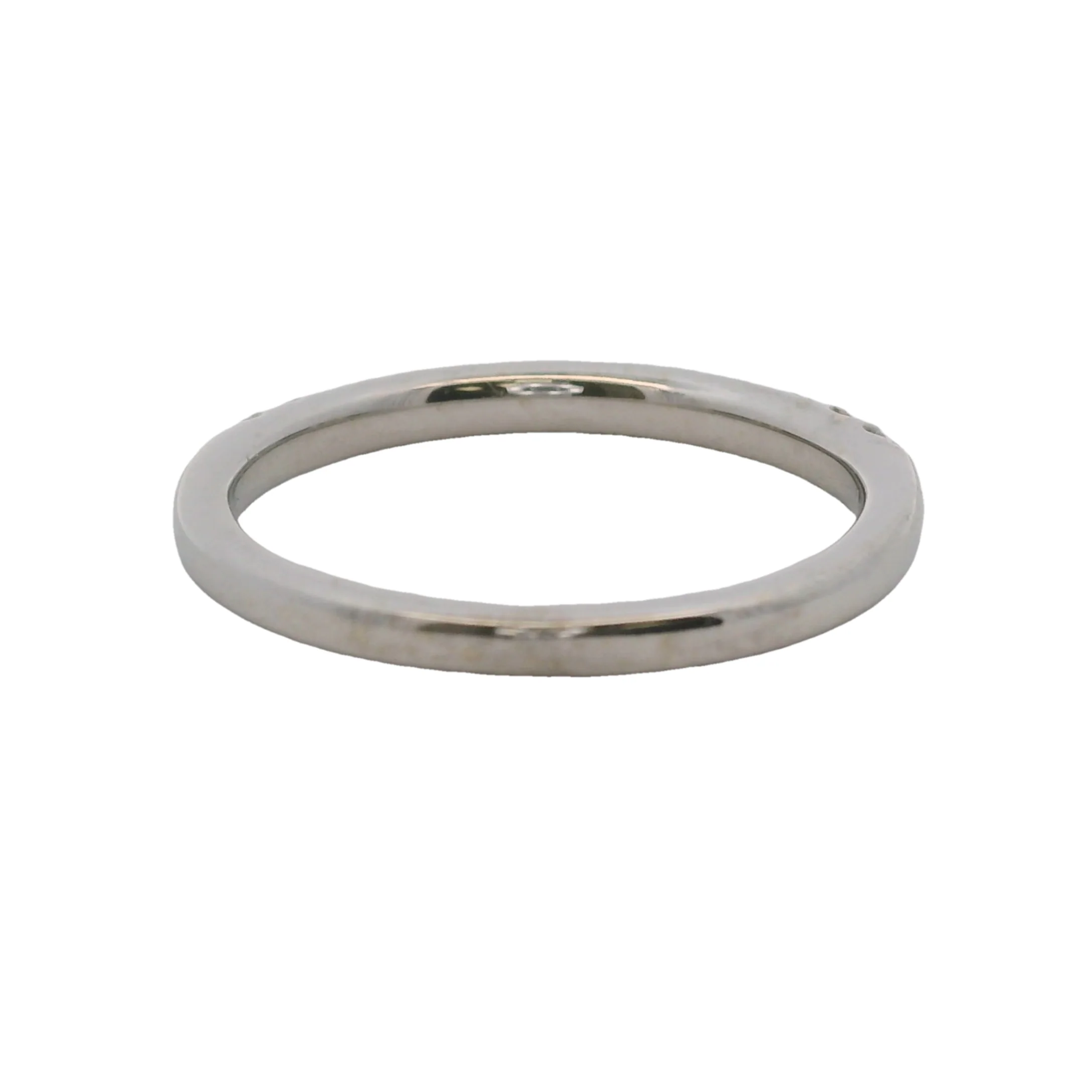 Solid 14kt White Gold and Diamond 2.2mm Stackable Wedding Band Ring Size 7 - Image 4