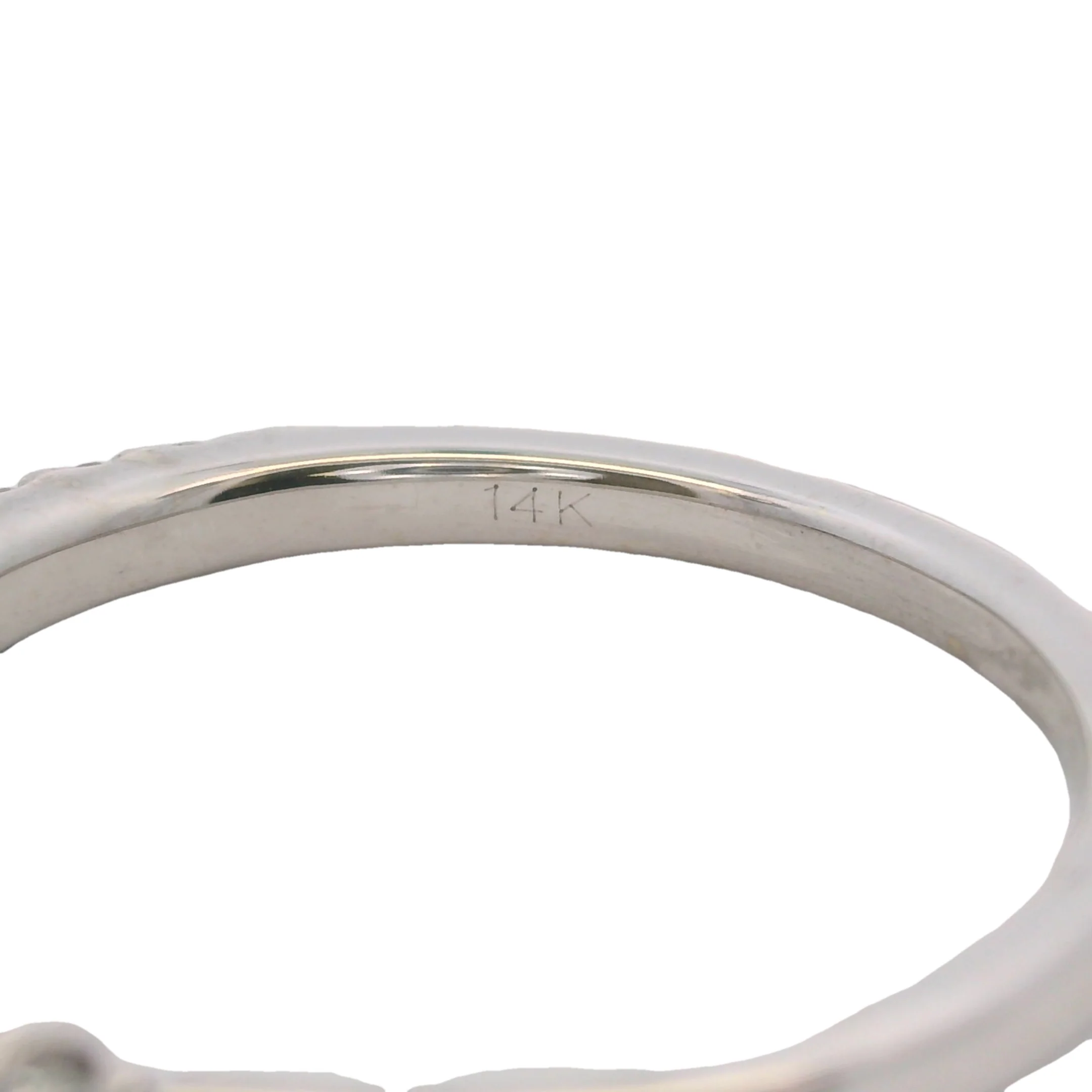 Solid 14kt White Gold and Diamond 2.2mm Stackable Wedding Band Ring Size 7 - Image 5