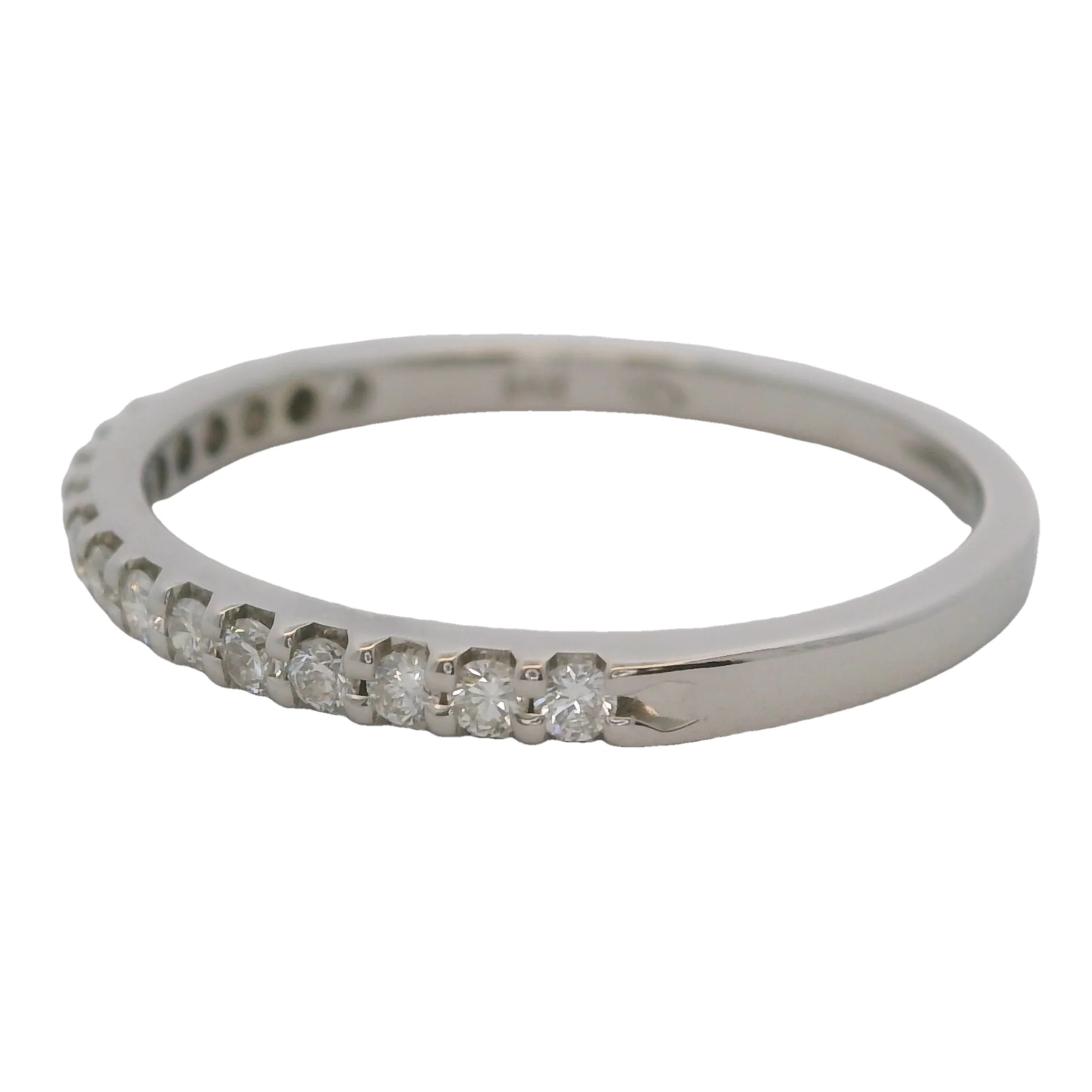 Solid 14kt White Gold and Diamond 2mm Stackable Wedding Band Ring Size 7 - Image 2