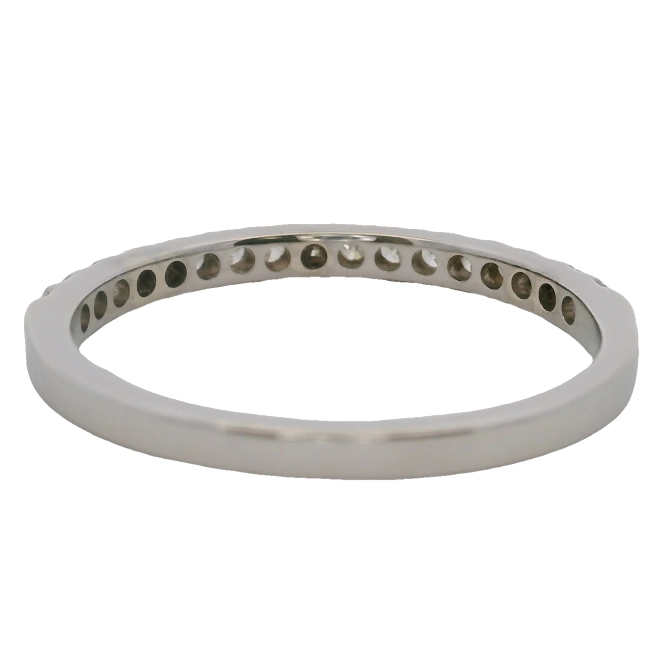 Solid 14kt White Gold and Diamond 2mm Stackable Wedding Band Ring Size 7 - Image 4