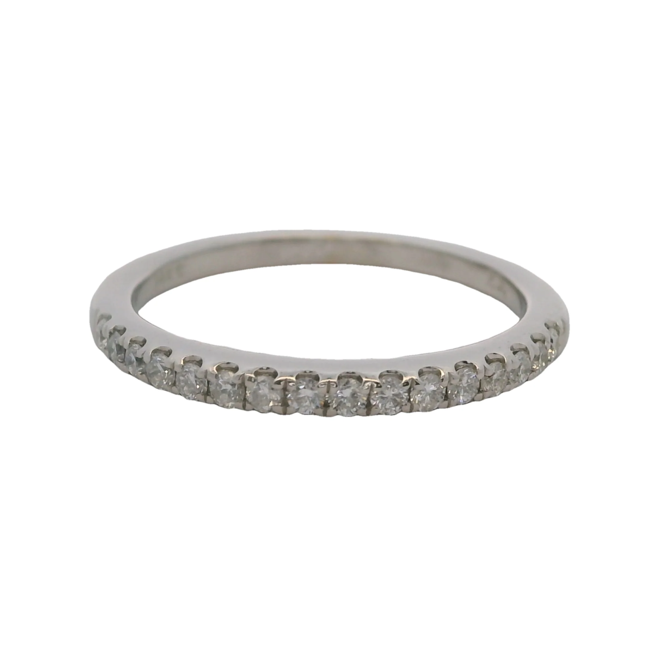 Solid 14kt White Gold and Diamond 2mm Stackable Wedding Ring Size 5