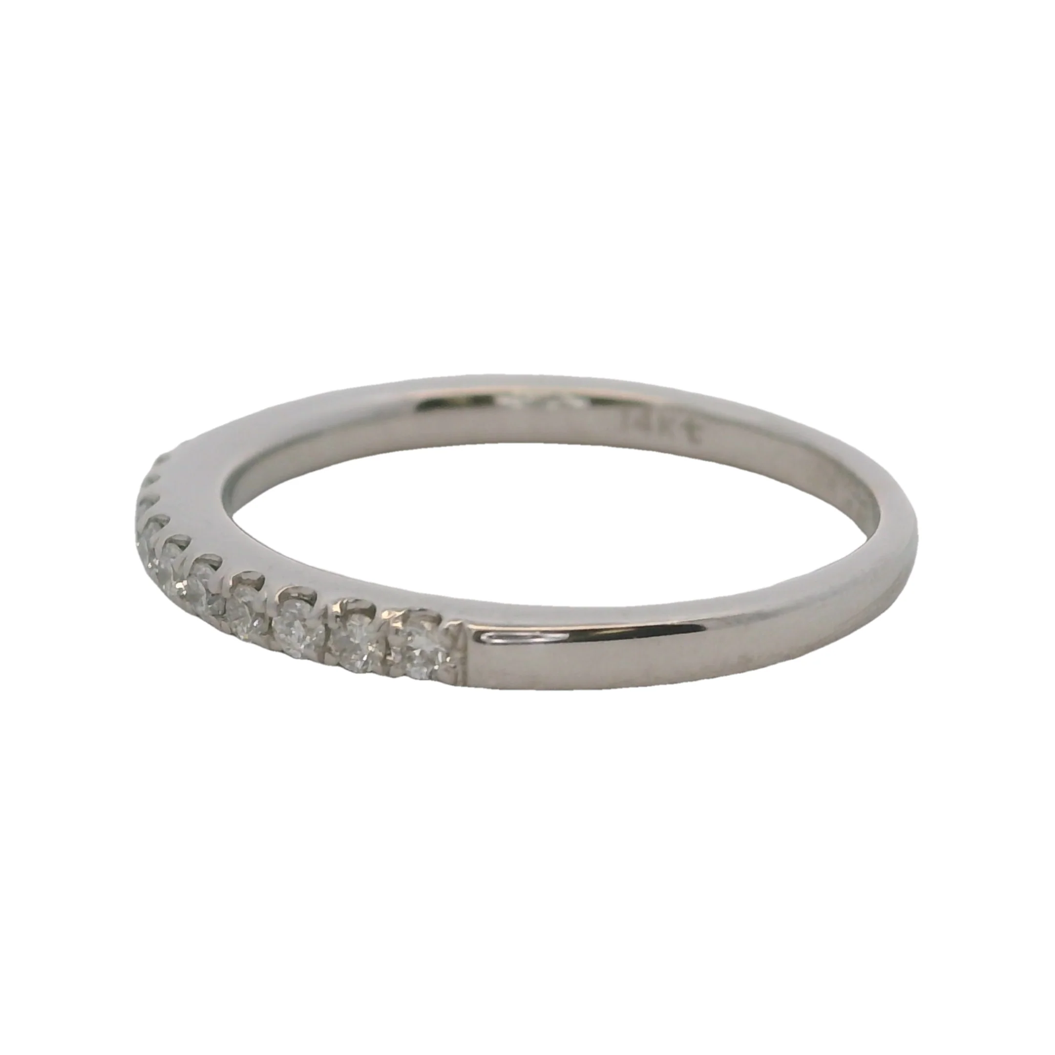 Solid 14kt White Gold and Diamond 2mm Stackable Wedding Ring Size 5 - Image 2