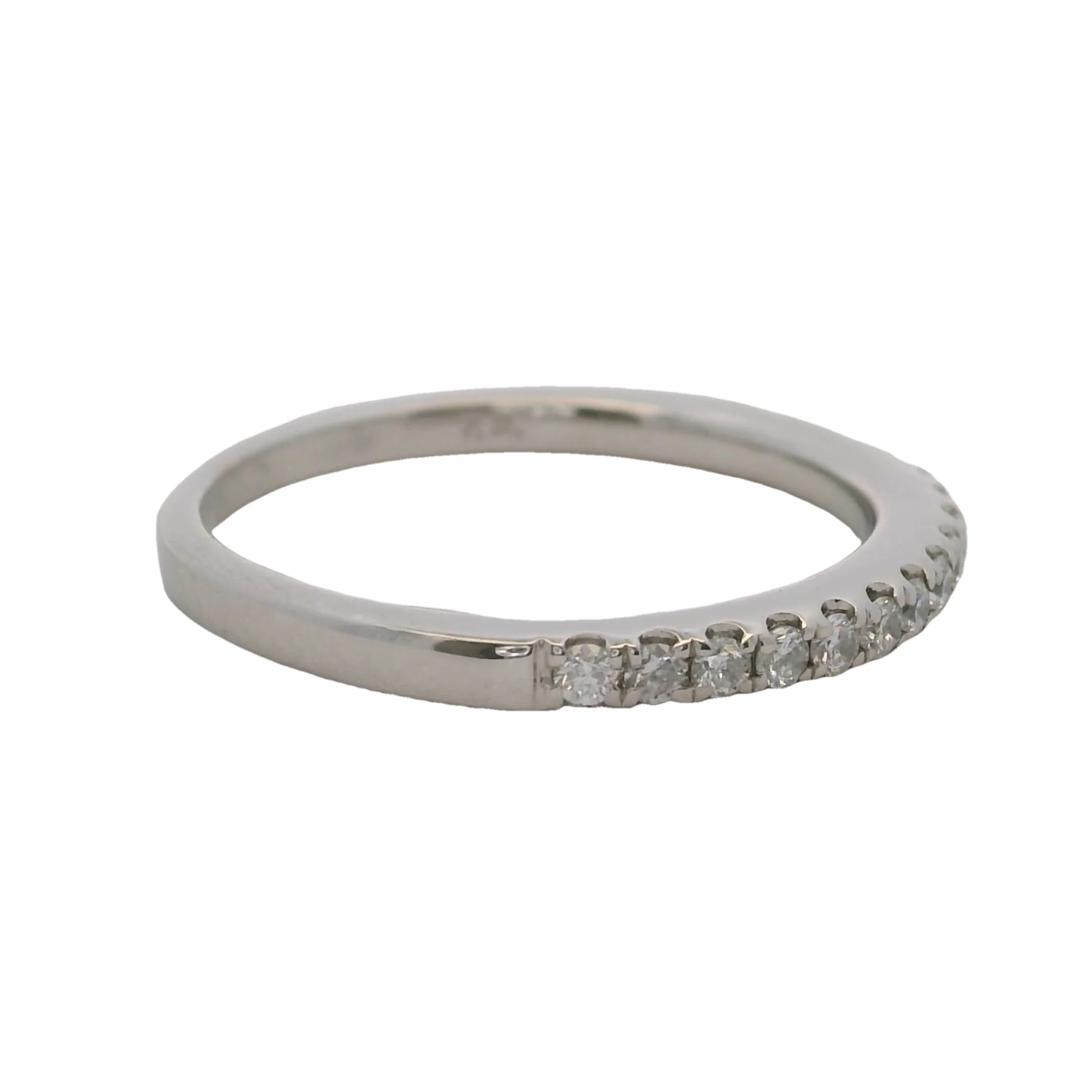 Solid 14kt White Gold and Diamond 2mm Stackable Wedding Ring Size 5 - Image 3