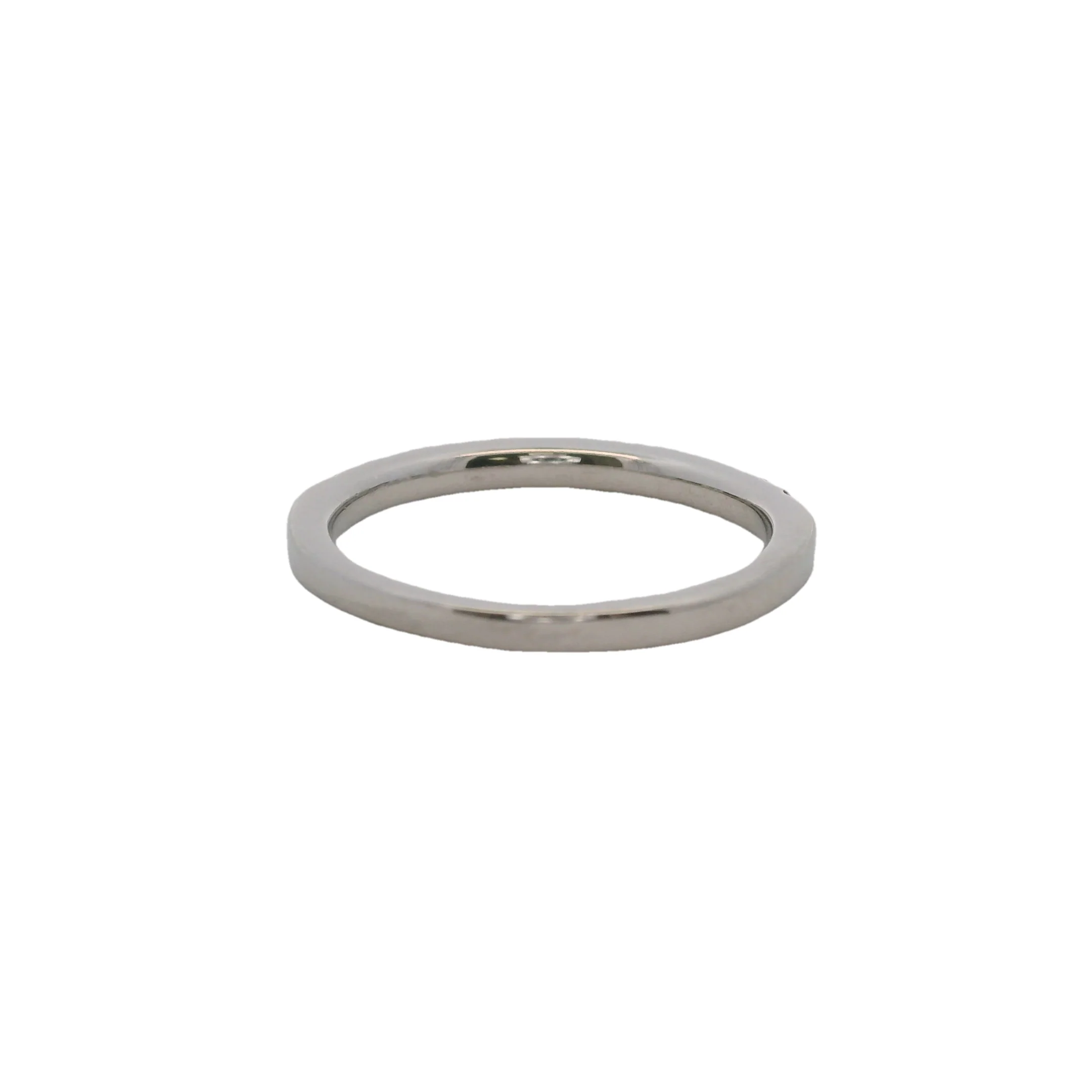 Solid 14kt White Gold and Diamond 2mm Stackable Wedding Ring Size 5 - Image 4
