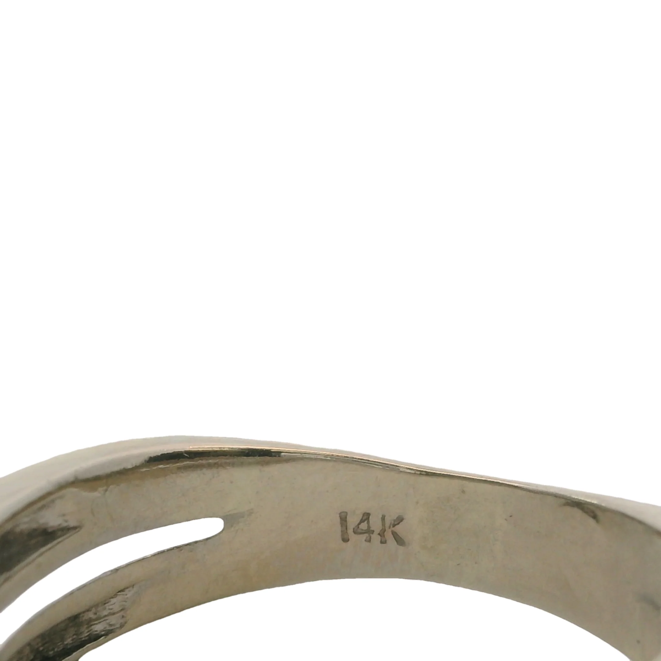 Solid 14kt White Gold and Diamond Crossover Milgrain Band Ring Size 6 - Image 6