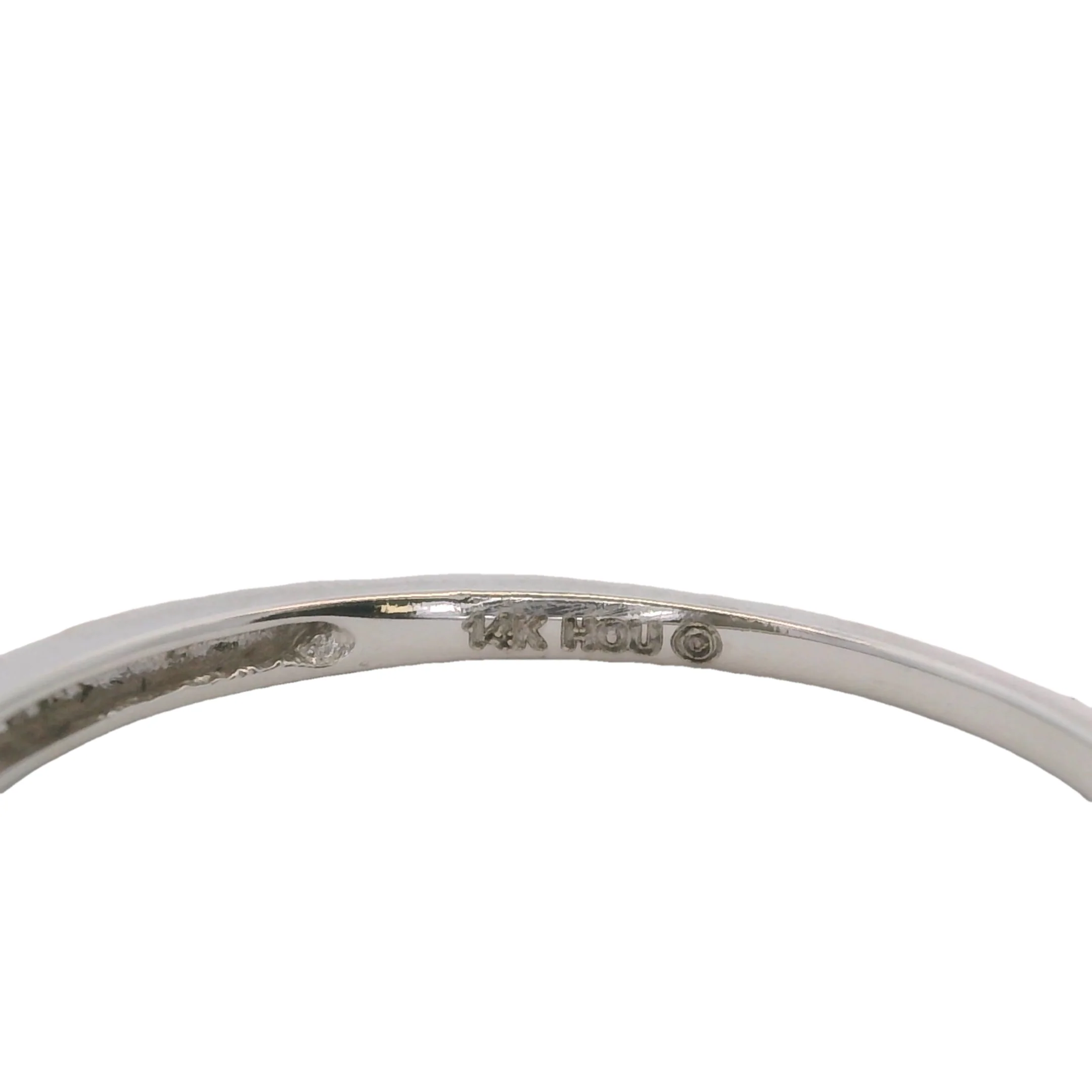 Solid 14kt White Gold and Diamond Thin 1.6mm Wedding Stackable Ring Size 7.75 - Image 5