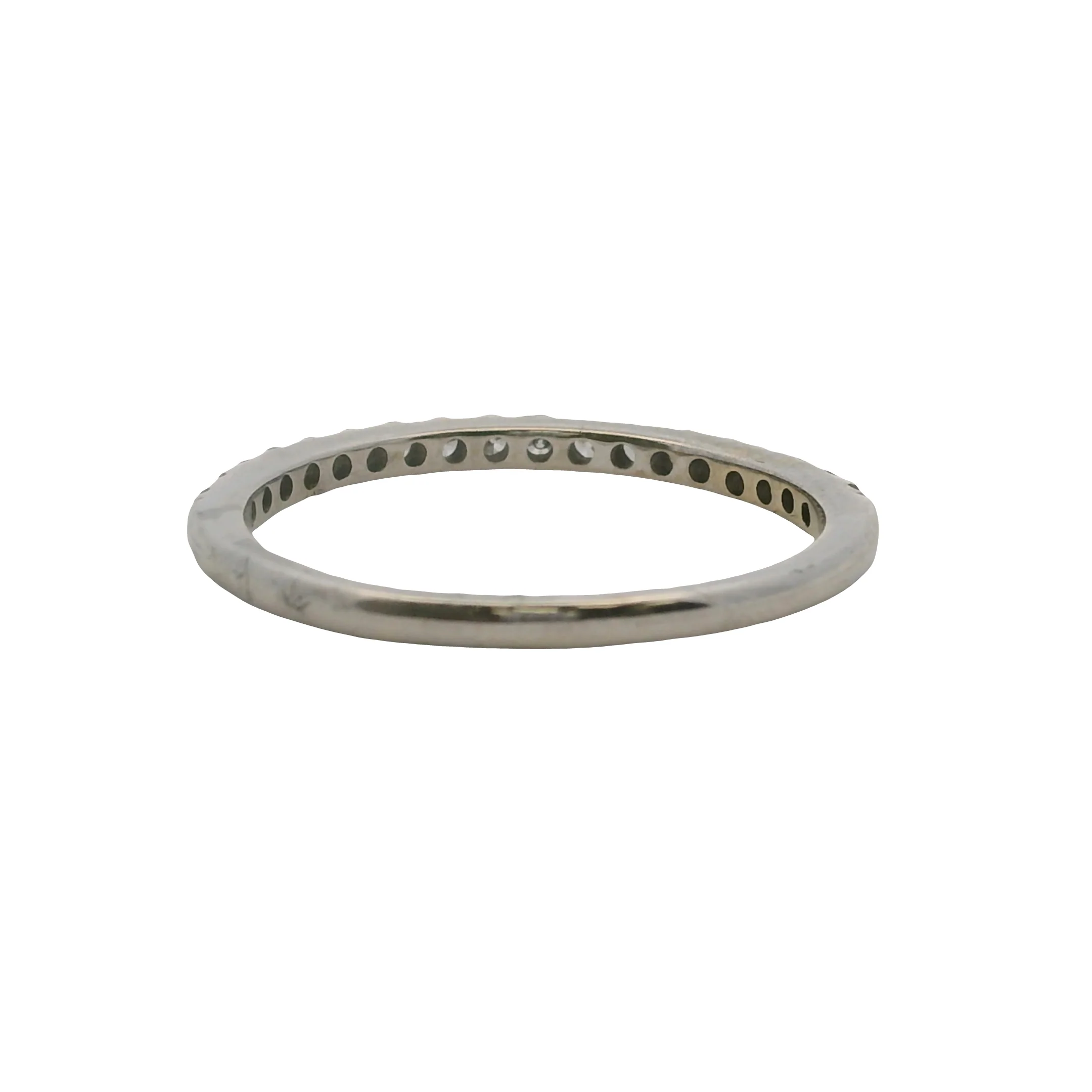 Solid 14kt White Gold and Round Diamond Line Half-Eternity Band Wedding Ring Size 8 - Image 4