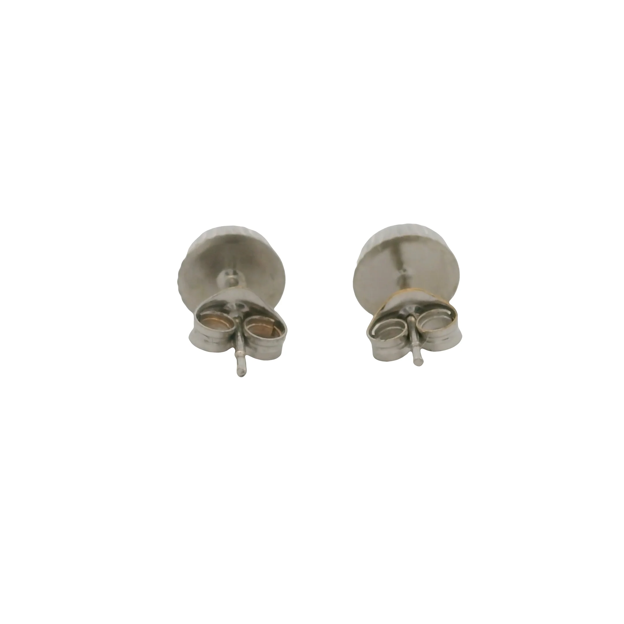 Solid 14kt White Gold Faceted 6mm Button Stud Earrings - Image 6