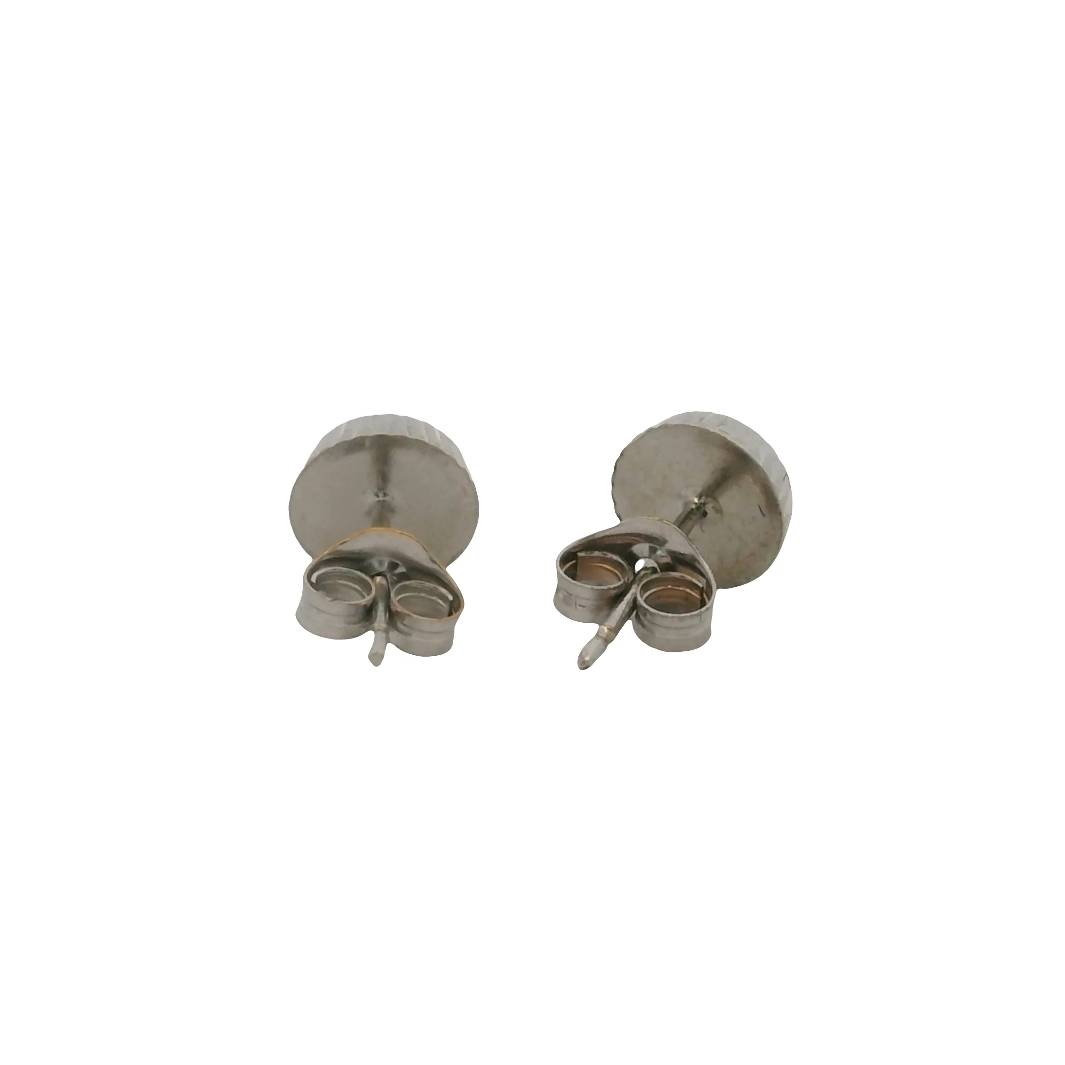 Solid 14kt White Gold Faceted 6mm Button Stud Earrings - Image 7