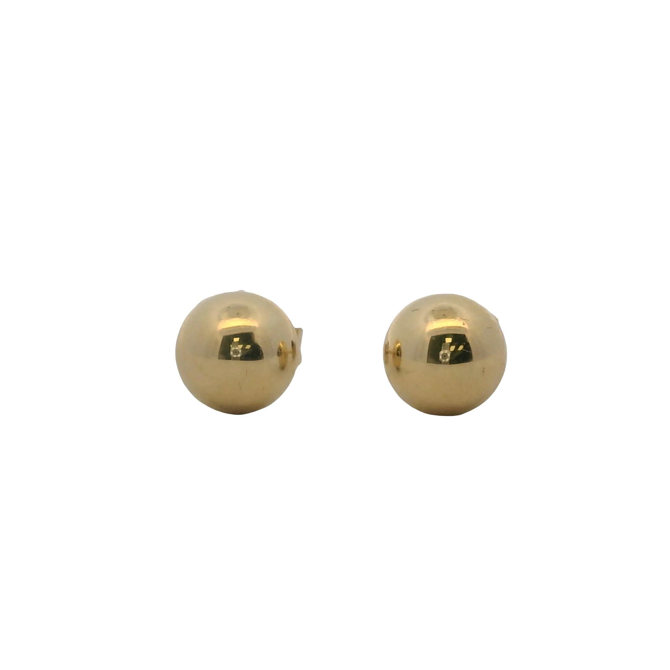 Solid 14kt Yellow Gold 7mm Button Stud Earrings - Image 2