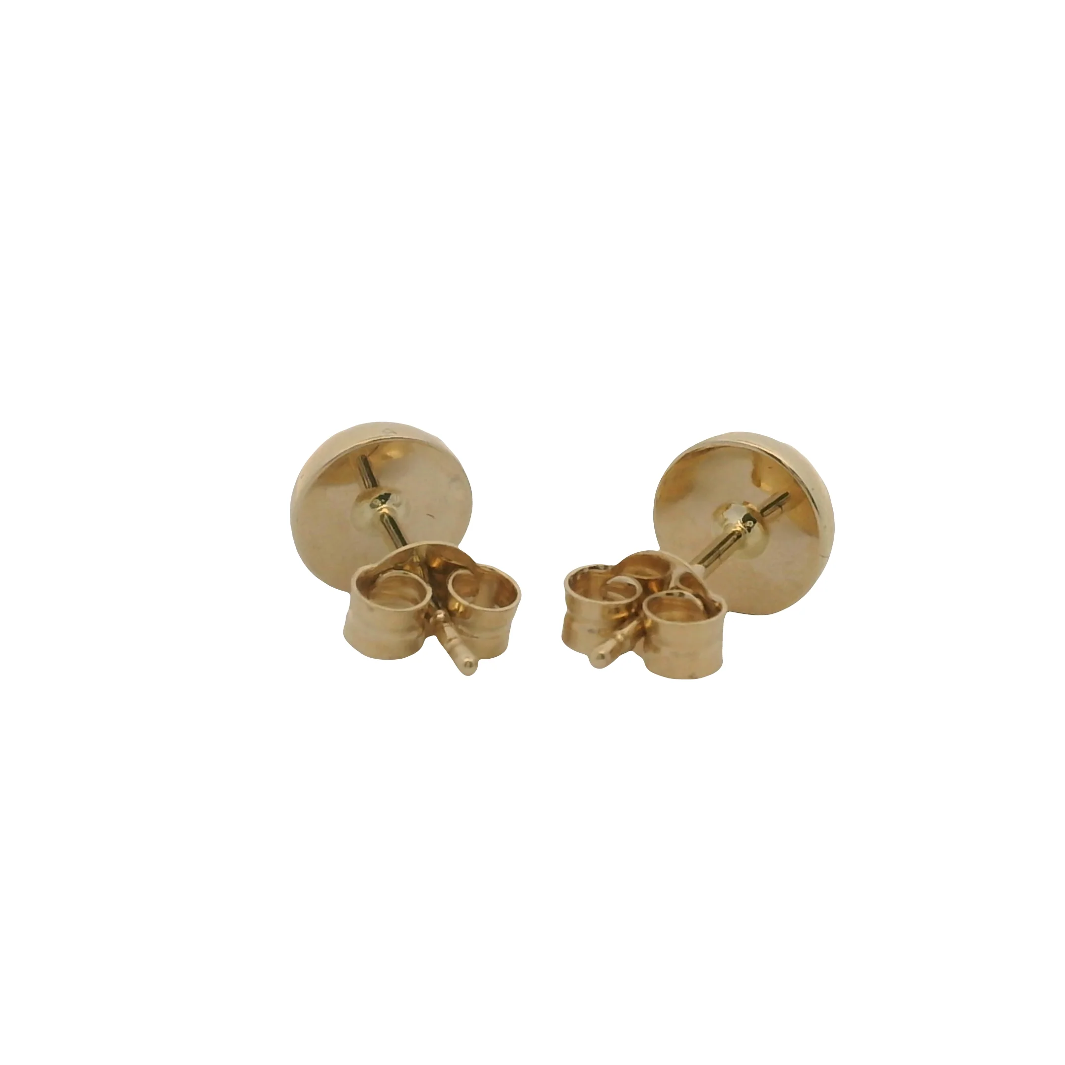 Solid 14kt Yellow Gold 7mm Button Stud Earrings - Image 7