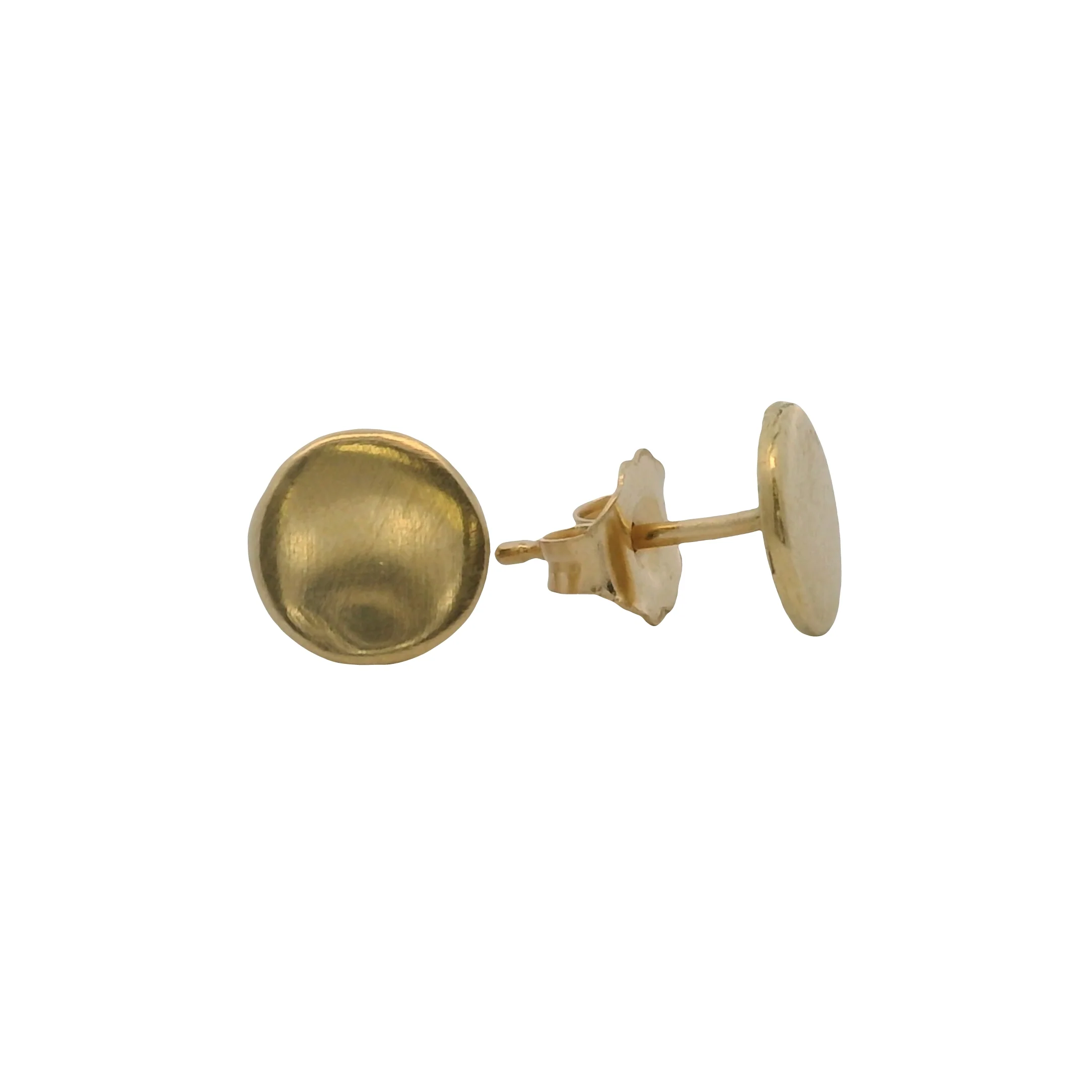 Solid 14kt Yellow Gold 7mm Flat Disc Stud Earrings - Image 2