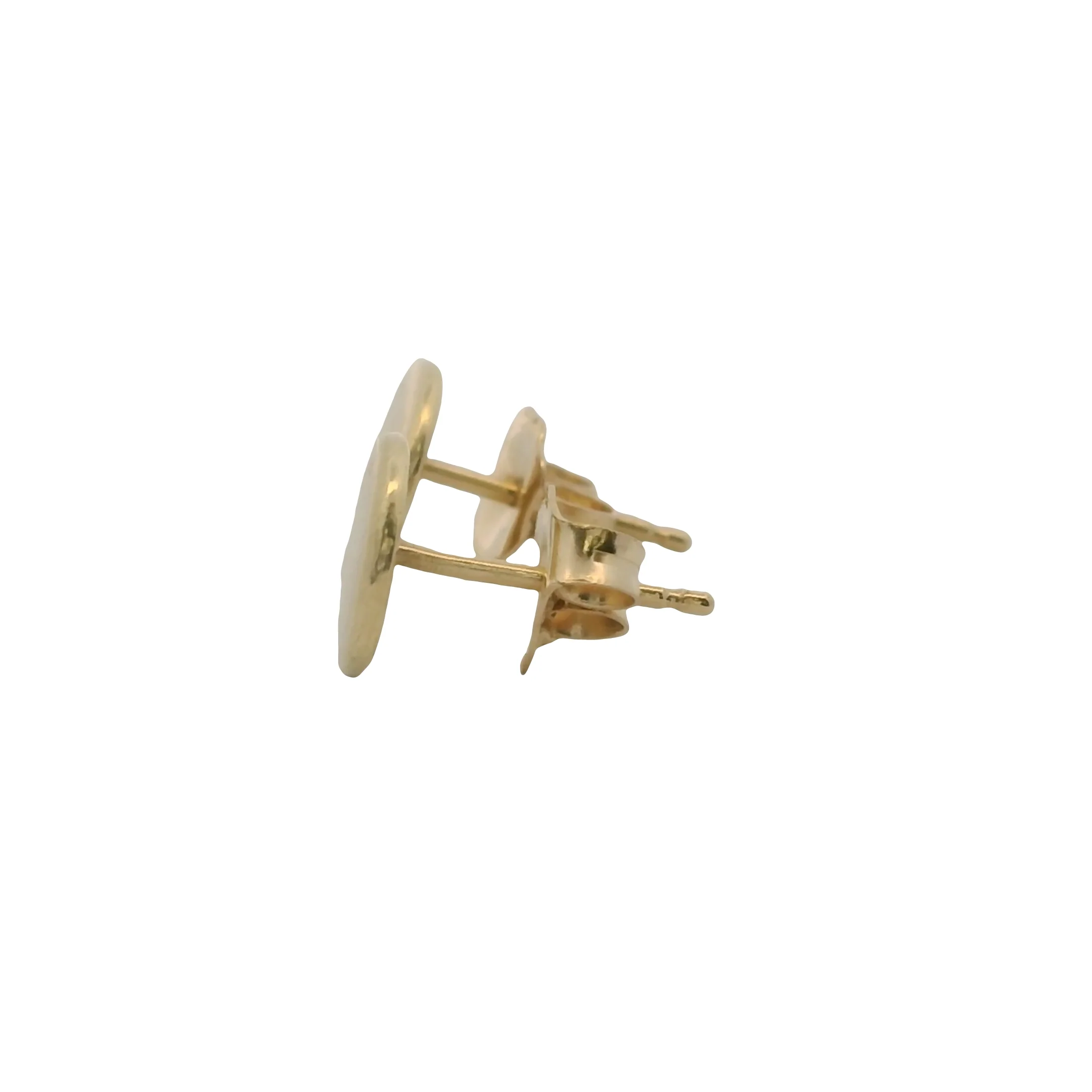 Solid 14kt Yellow Gold 7mm Flat Disc Stud Earrings - Image 3