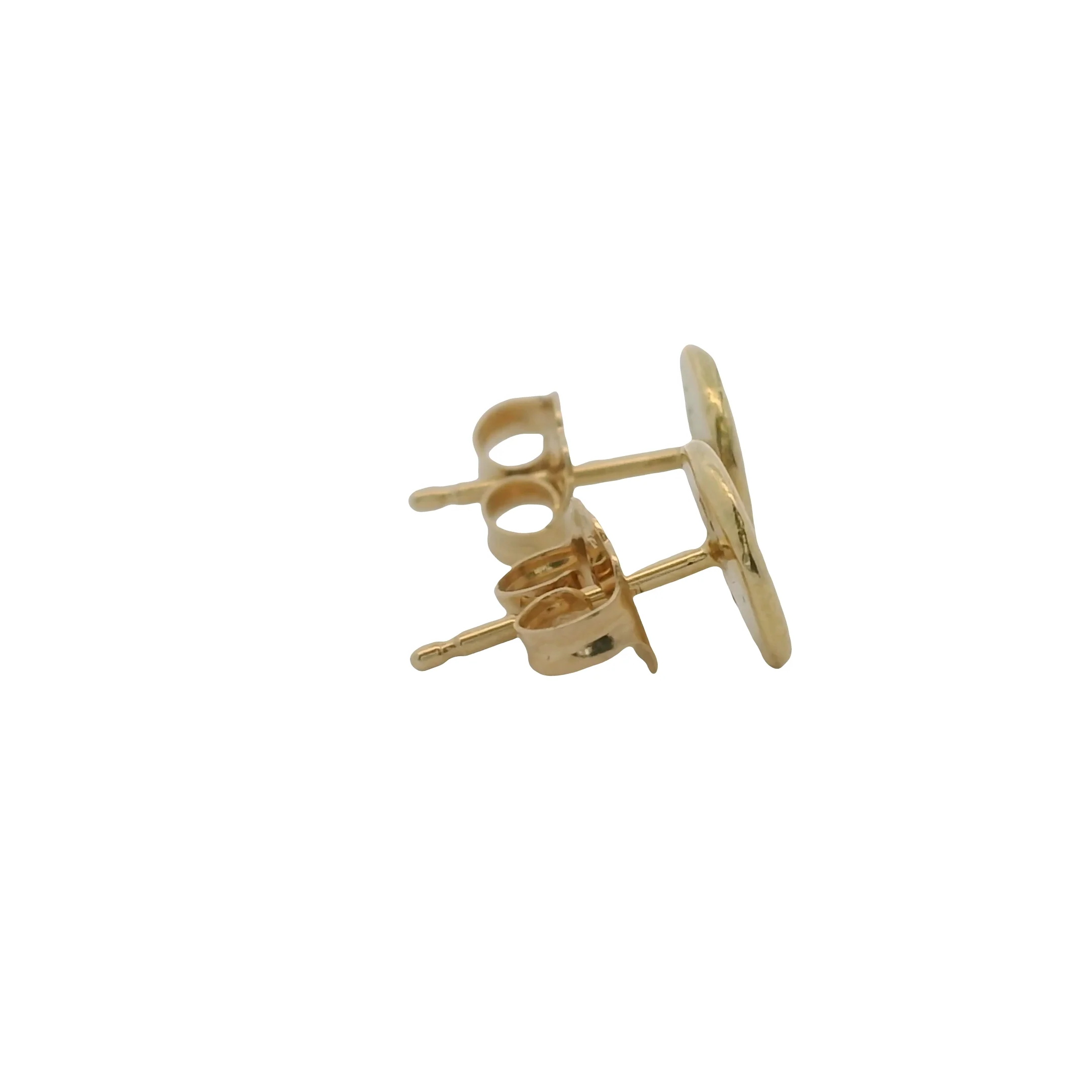 Solid 14kt Yellow Gold 7mm Flat Disc Stud Earrings - Image 4