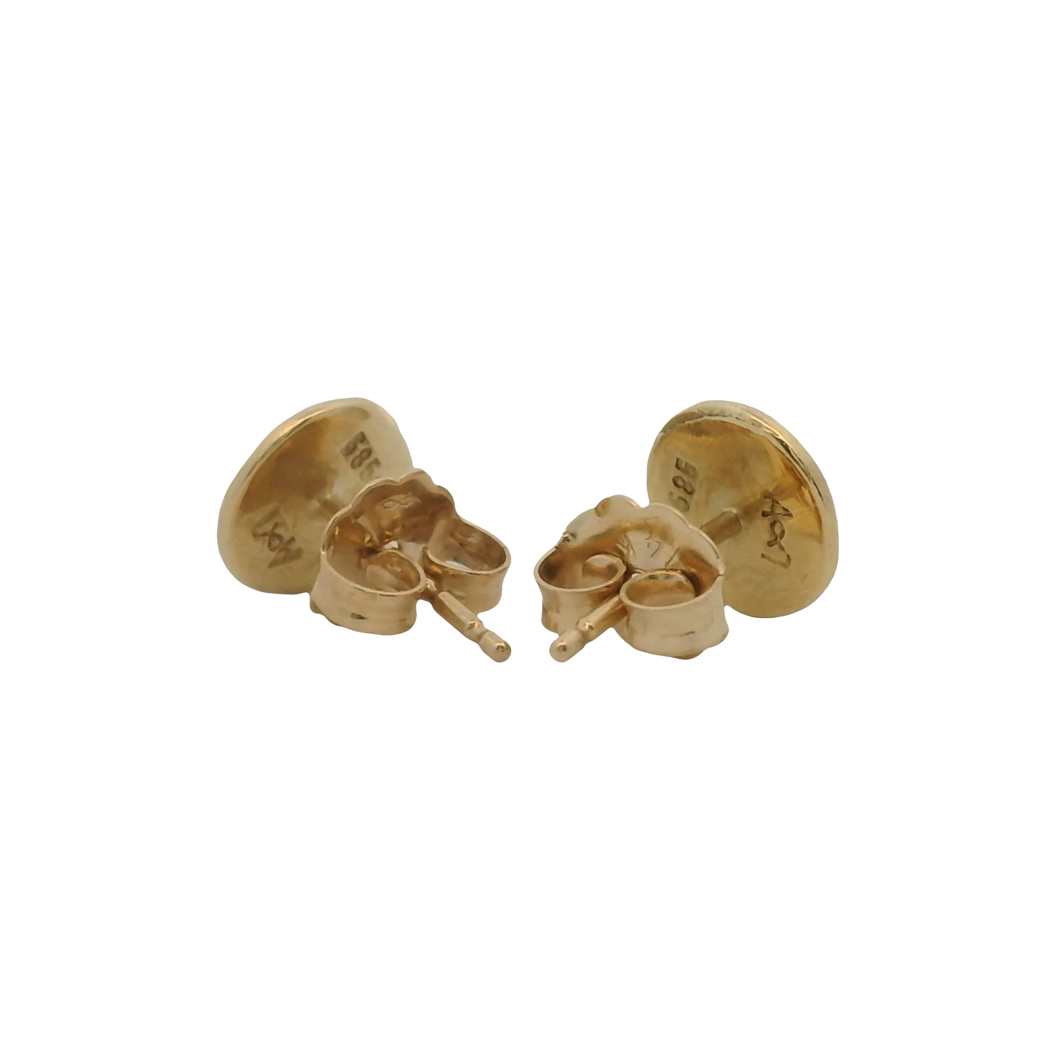 Solid 14kt Yellow Gold 7mm Flat Disc Stud Earrings - Image 6