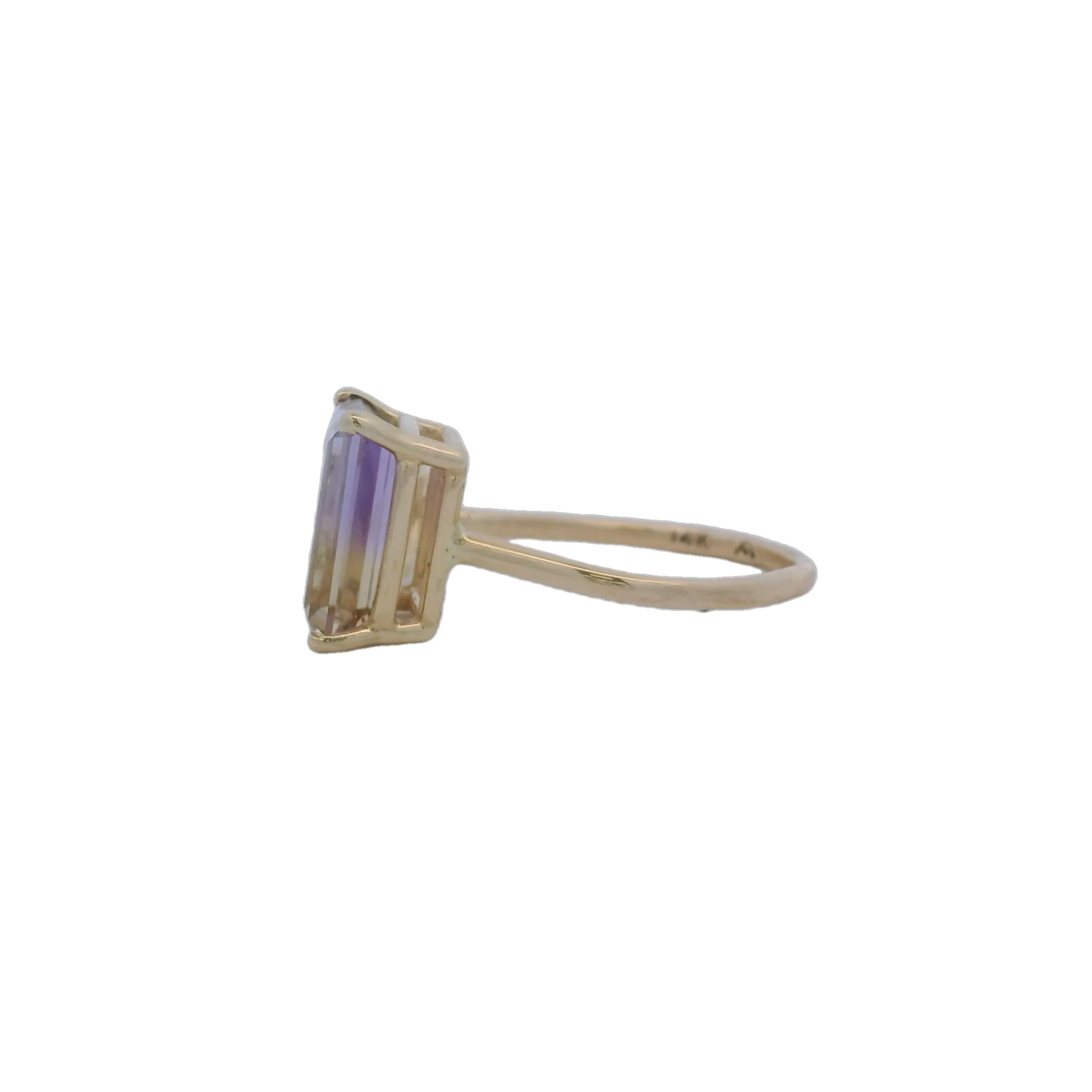 Solid 14kt Yellow Gold Ametrine and Diamond X Wrap Ring Size 7.5 - Image 3