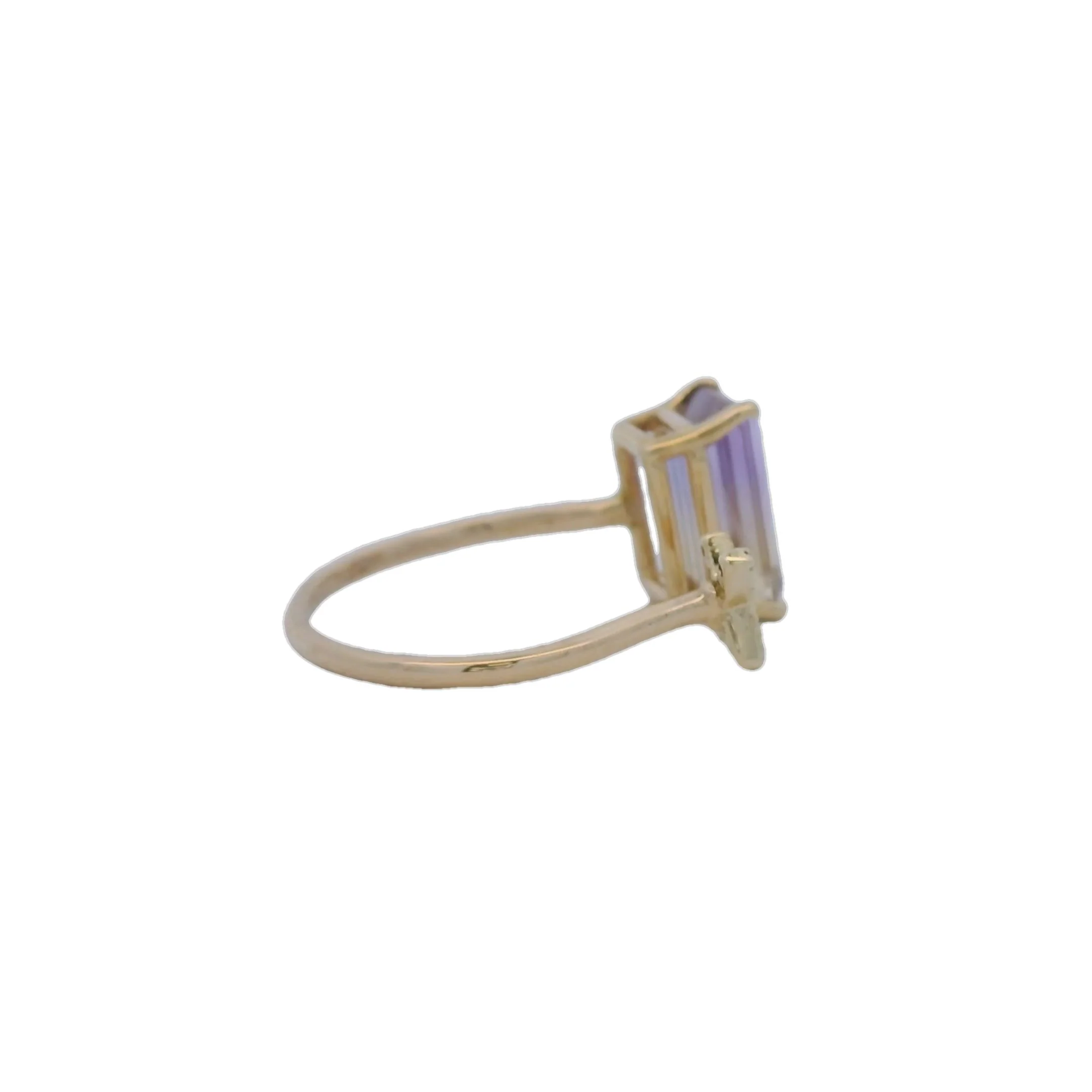 Solid 14kt Yellow Gold Ametrine and Diamond X Wrap Ring Size 7.5 - Image 4