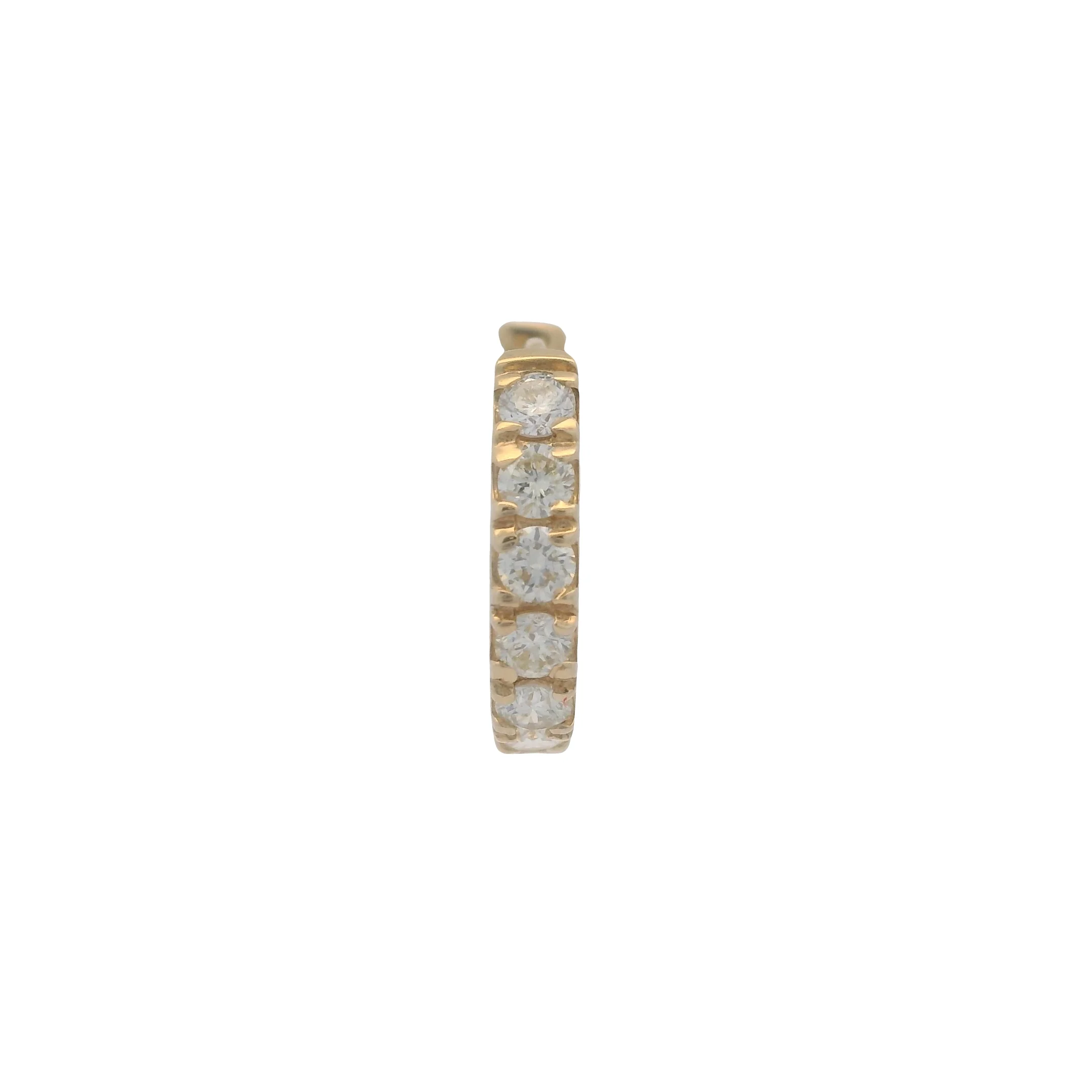 Solid 14kt Yellow Gold and 0.24ctw Diamond Snap Closure Single Hoop Earring - Image 4