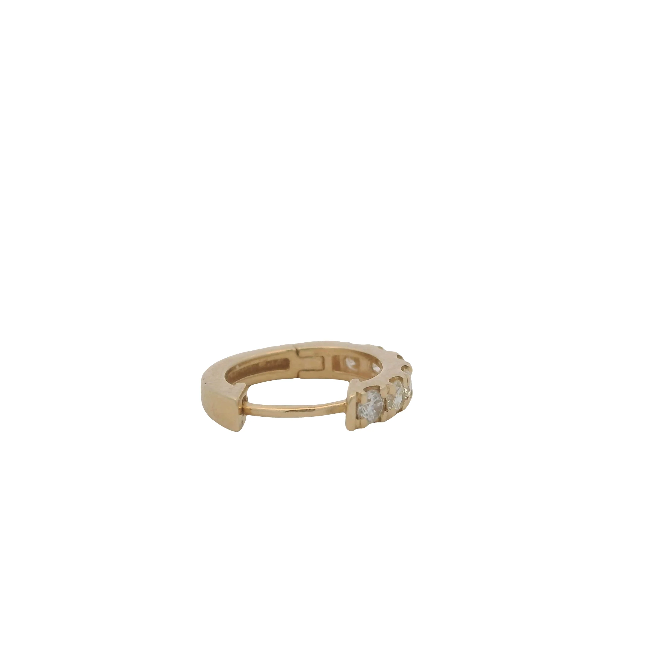 Solid 14kt Yellow Gold and 0.24ctw Diamond Snap Closure Single Hoop Earring - Image 5